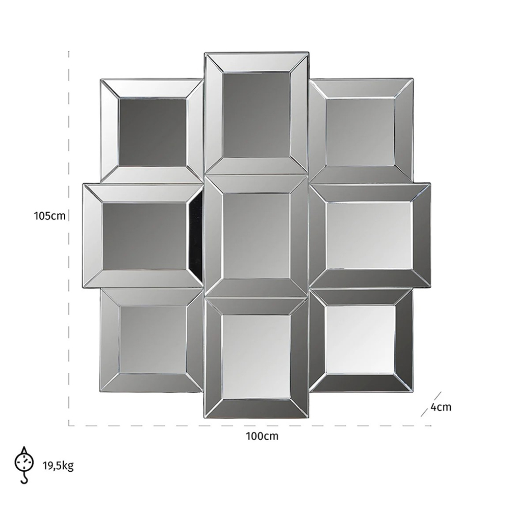 Richmond Interiors Wandspiegel Xeon Kachel Spiegel Silber 100 x 105 cm Richmond Interiors Wandspiegel Xeon Kachel Spiegel Silber 100 x 105 cm