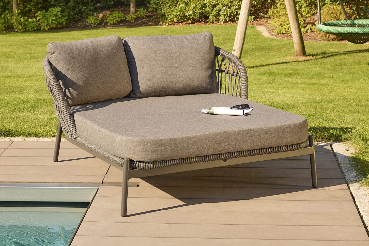 Doppelliege Balu Gartenliege Sonnenliege Daybed Rope Anthrazit