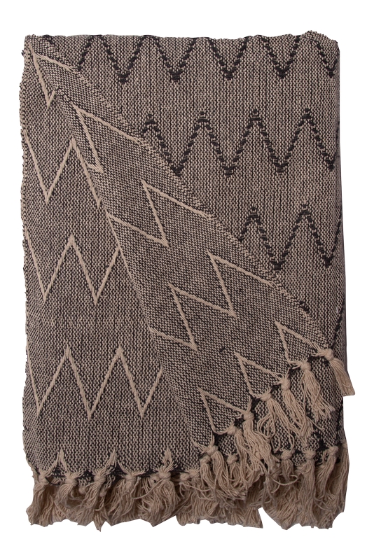 Decke Überwurf Zickzack Design 100% Baumwolle 130x180 cm Skandinavisch
