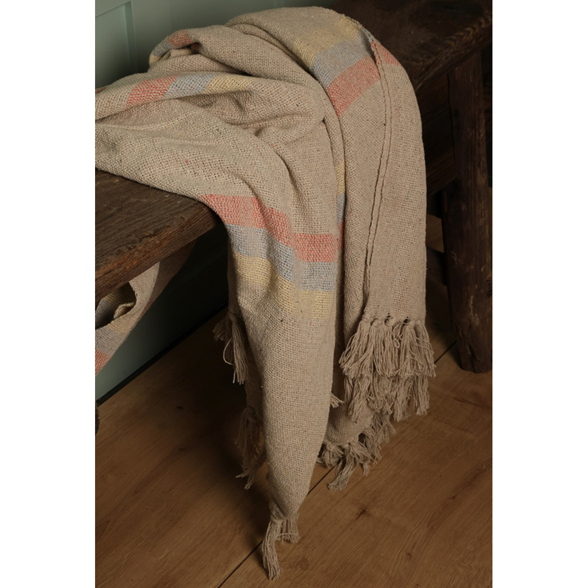 Decke Überwurf Streifen 100% Baumwolle 130x180 cm Skandinavisch Blau-Bernstein Decke Überwurf Streifen 100% Baumwolle 130x180 cm Skandinavisch Blau-Bernstein