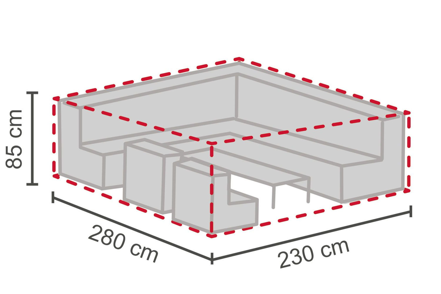 Schutzhülle Abdeckung für Loungrgruppe 280x230x85 cm Gartenmöbel