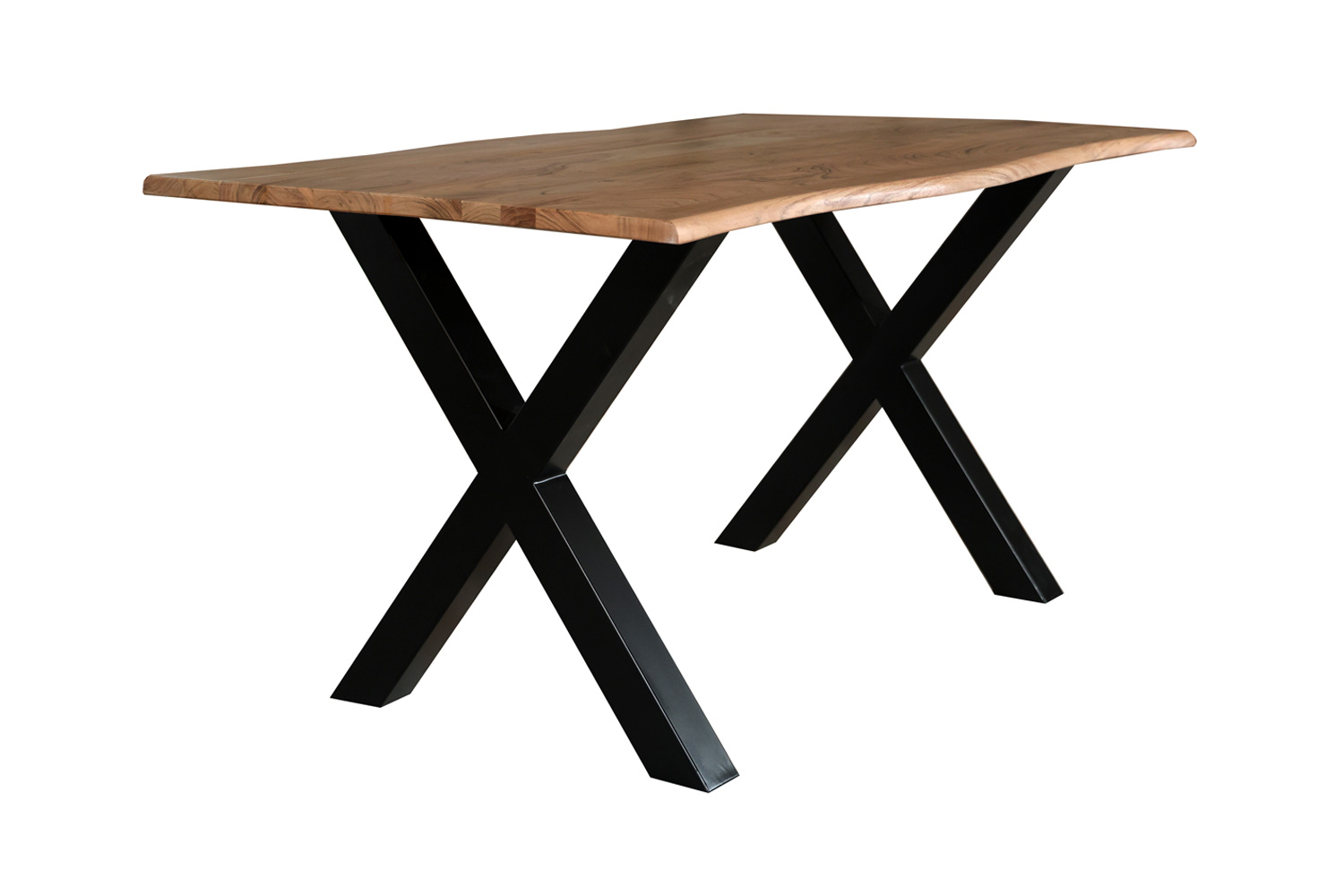 264051MW-esstisch-akazie-140x75-x-beine_1.jpg Esstisch Madrid 140x75 cm Massivholz Baumkante X-Beine Holztisch Akazienholz