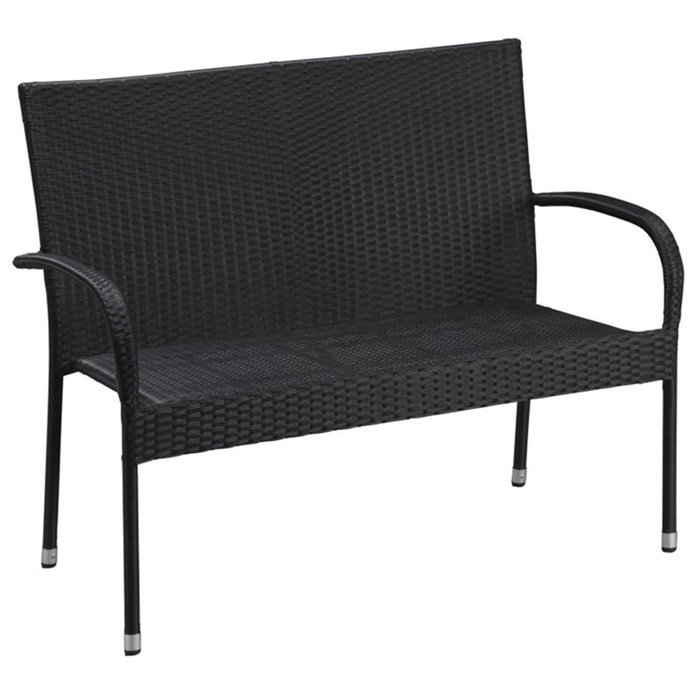 Gartenbank Bank Polyrattan PALERMO 2er Sitzbank Rattan Gartenmöbel schwarz Gartenbank Bank Polyrattan PALERMO 2er Sitzbank Rattan Gartenmöbel schwarz