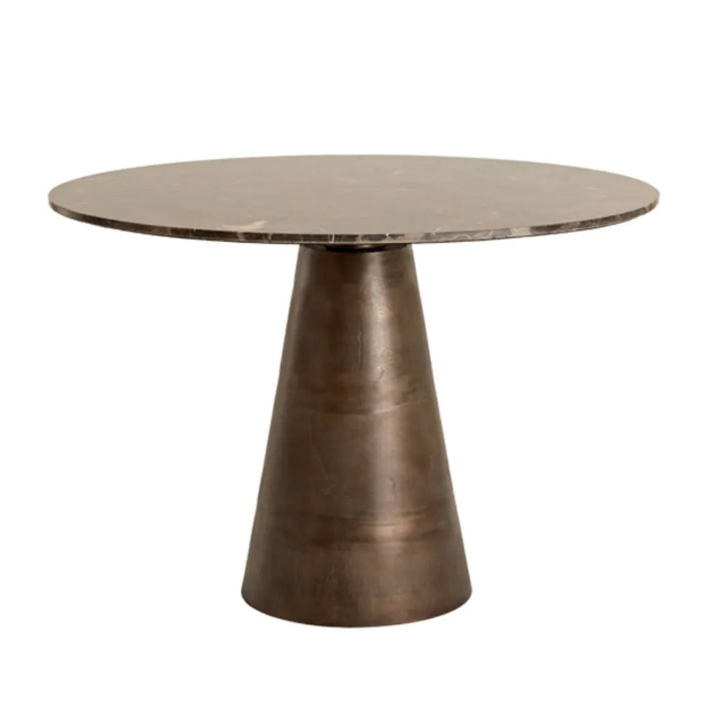 Esstisch YNEZ von Light & Living Ø100x78 cm Tisch Brauner Marmor + Braun