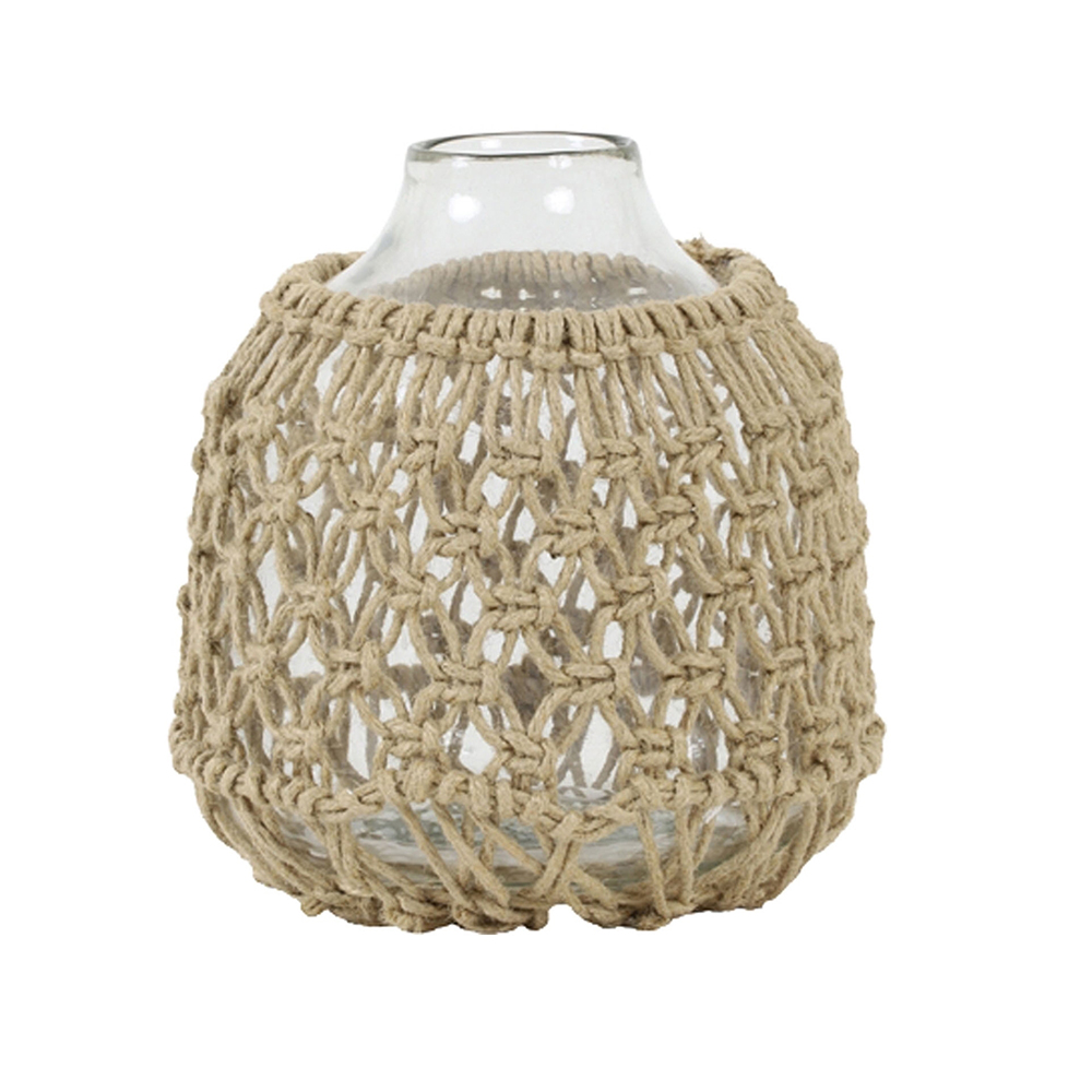 Dekovase Vase NARONA von Light & Living Blumenvase mit Makramee Tischvase Ø15x16,5 cm