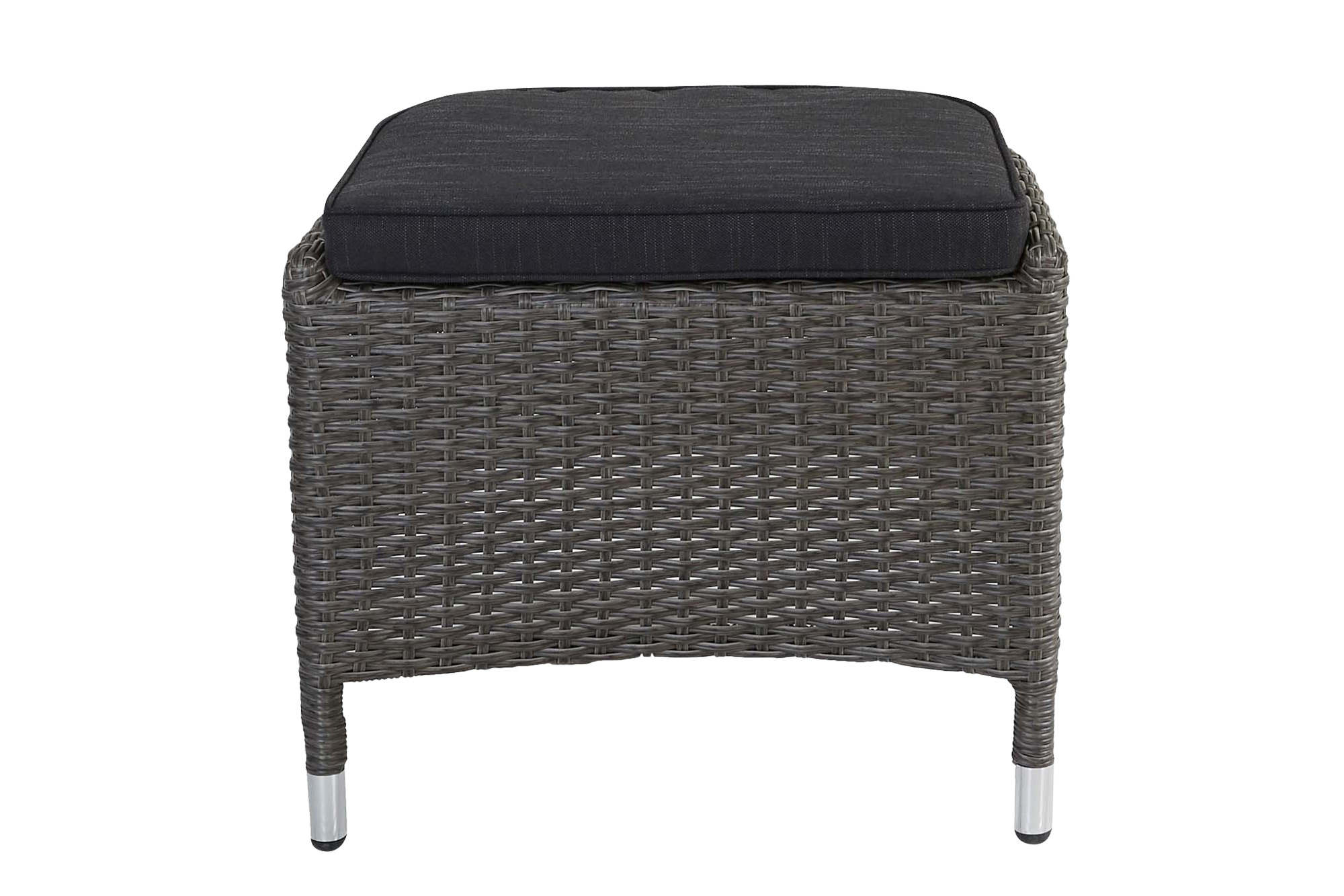 Hocker Fußbank Kansas, grau-mix, Rattanoptik, Garten, wetterfest Hocker Fußbank Kansas, grau-mix, Rattanoptik, Garten, wetterfest