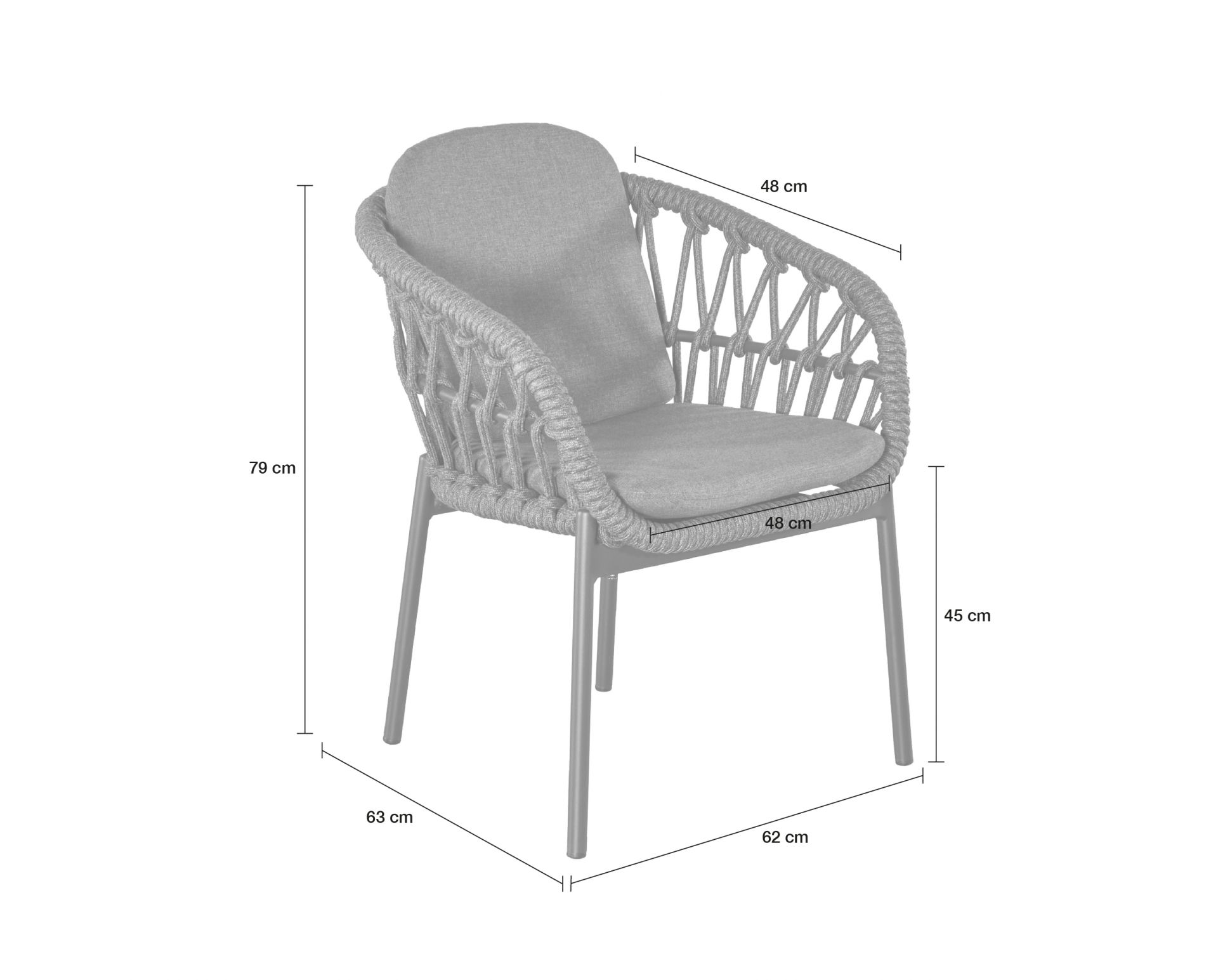 Gartenstuhl Armlehnenstuhl Balu mit Sitz-und Rückenkissen anthrazit Gartenstuhl Armlehnenstuhl Balu mit Sitz-und Rückenkissen anthrazit