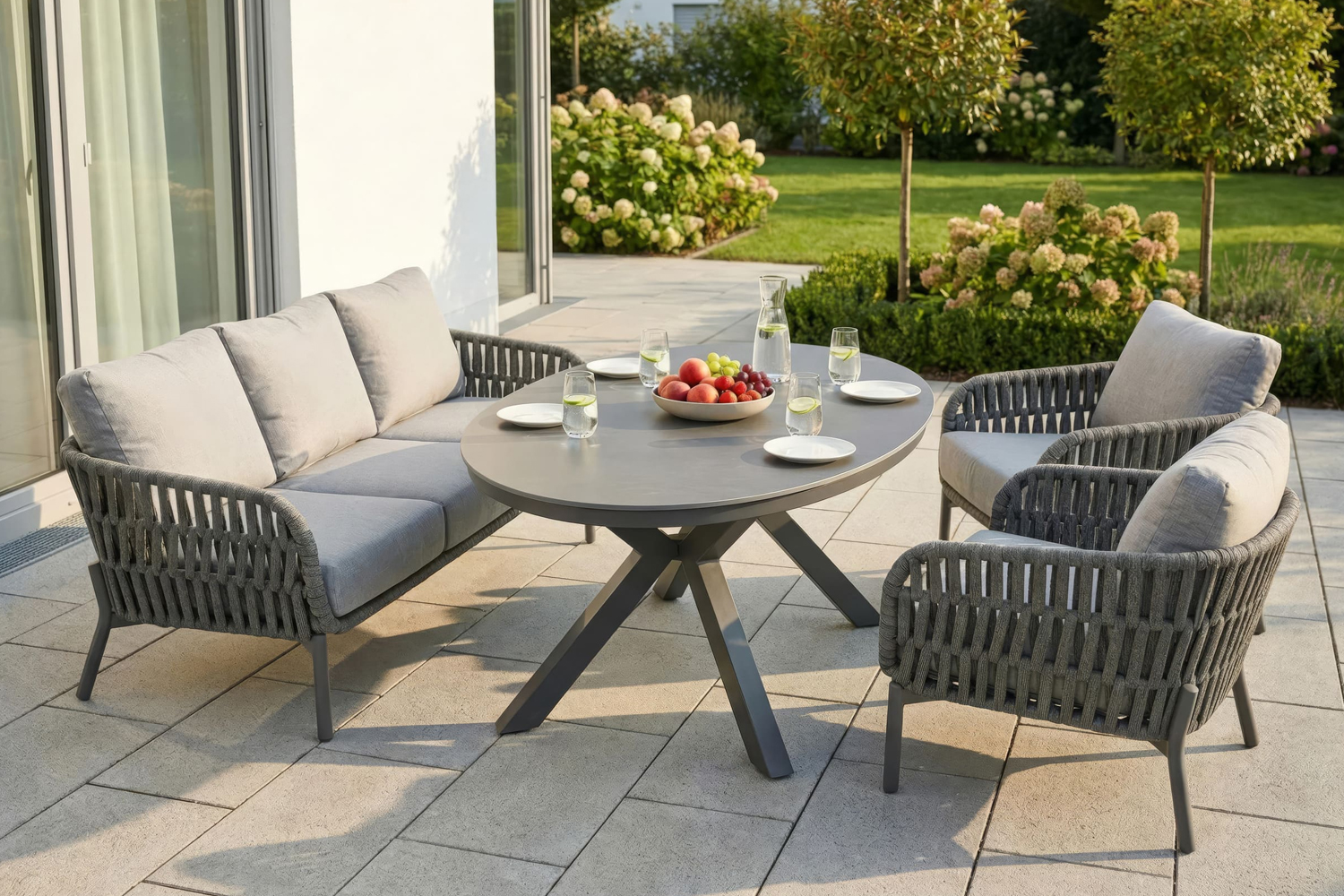 Gartentisch Malte Esstisch Terrassentisch 220x120x69cm Aluminium/sintered stone Anthrazit