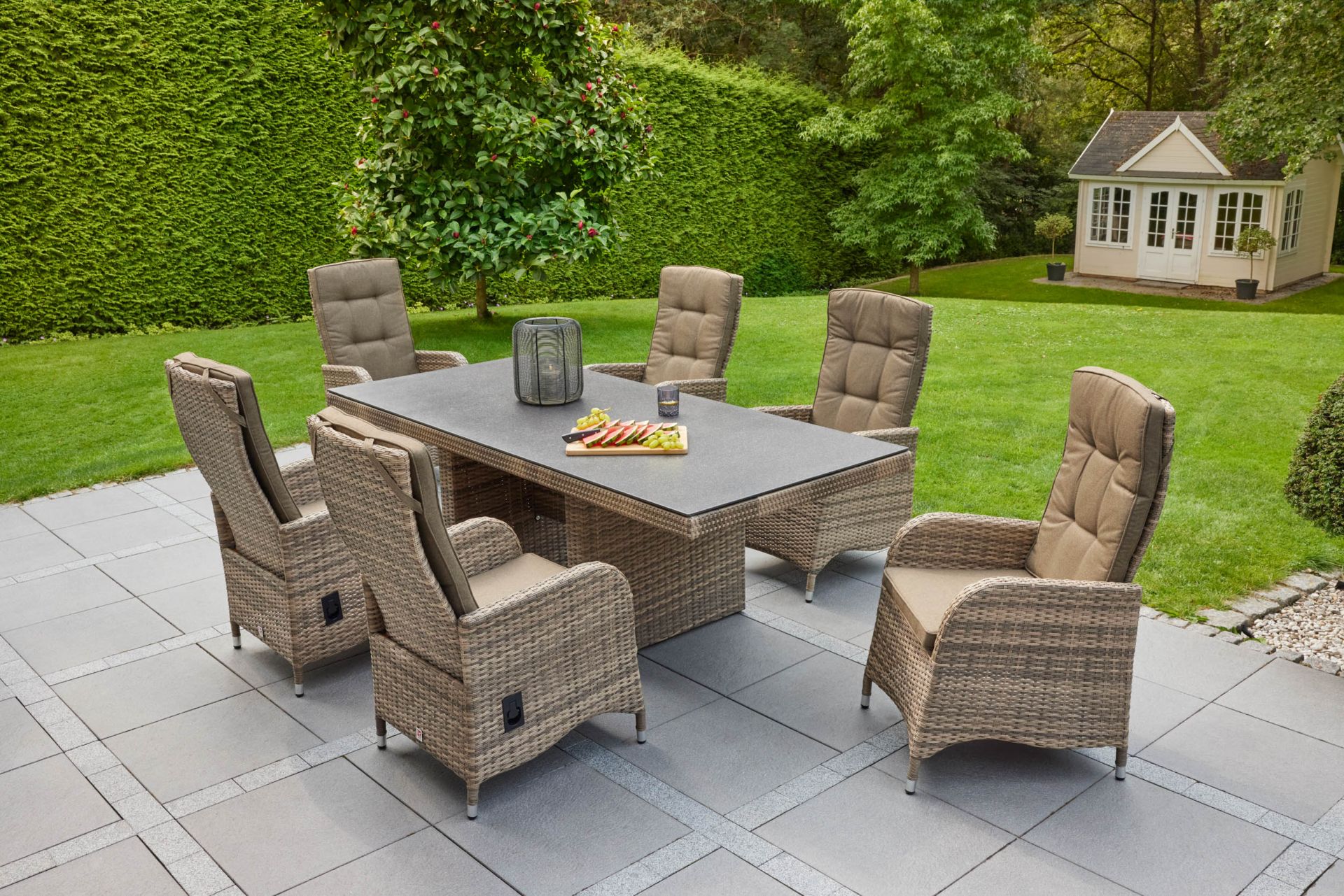 Gartentisch Topeka Dining Esstisch Wangentisch Spraystone 220 x 100 cm natur