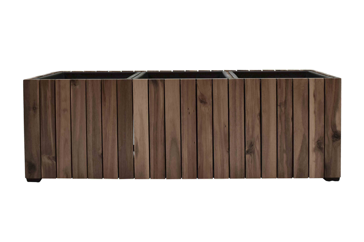 Pflanzgefäß Colorado 2 Pflanzkasten Blumenkasten Akazienholz 33x93x31 cm mit Einsatz