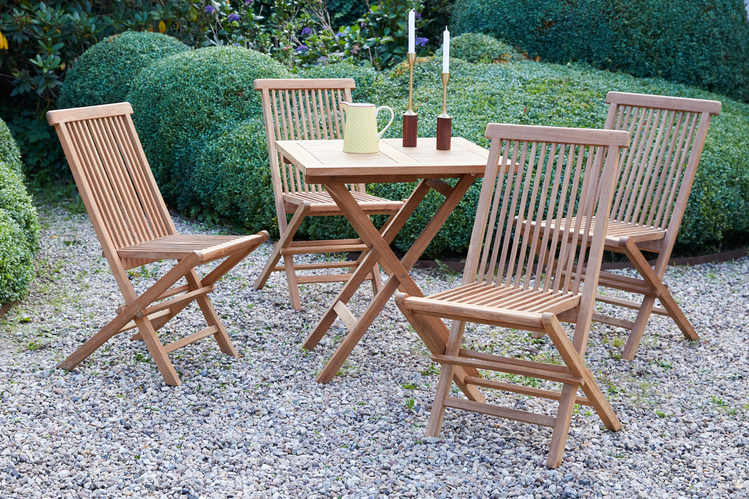 Klapptisch Ela Bistrotisch Beistelltisch Quadratisch Teak 60x60x75cm