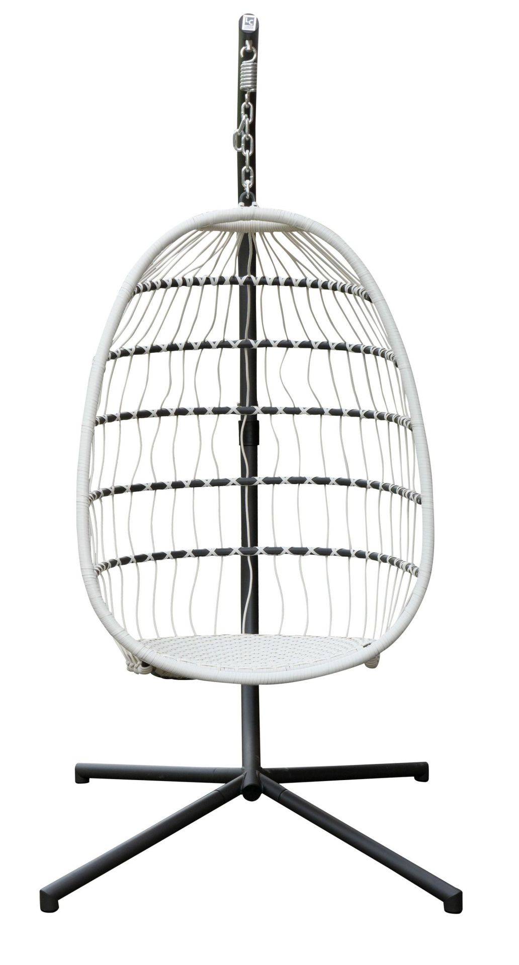 Garten- Hängesessel Hamburg Hängestuhl Hängekorb mit Gestell grau-weiß Garten- Hängesessel Hamburg Hängestuhl Hängekorb mit Gestell grau-weiß