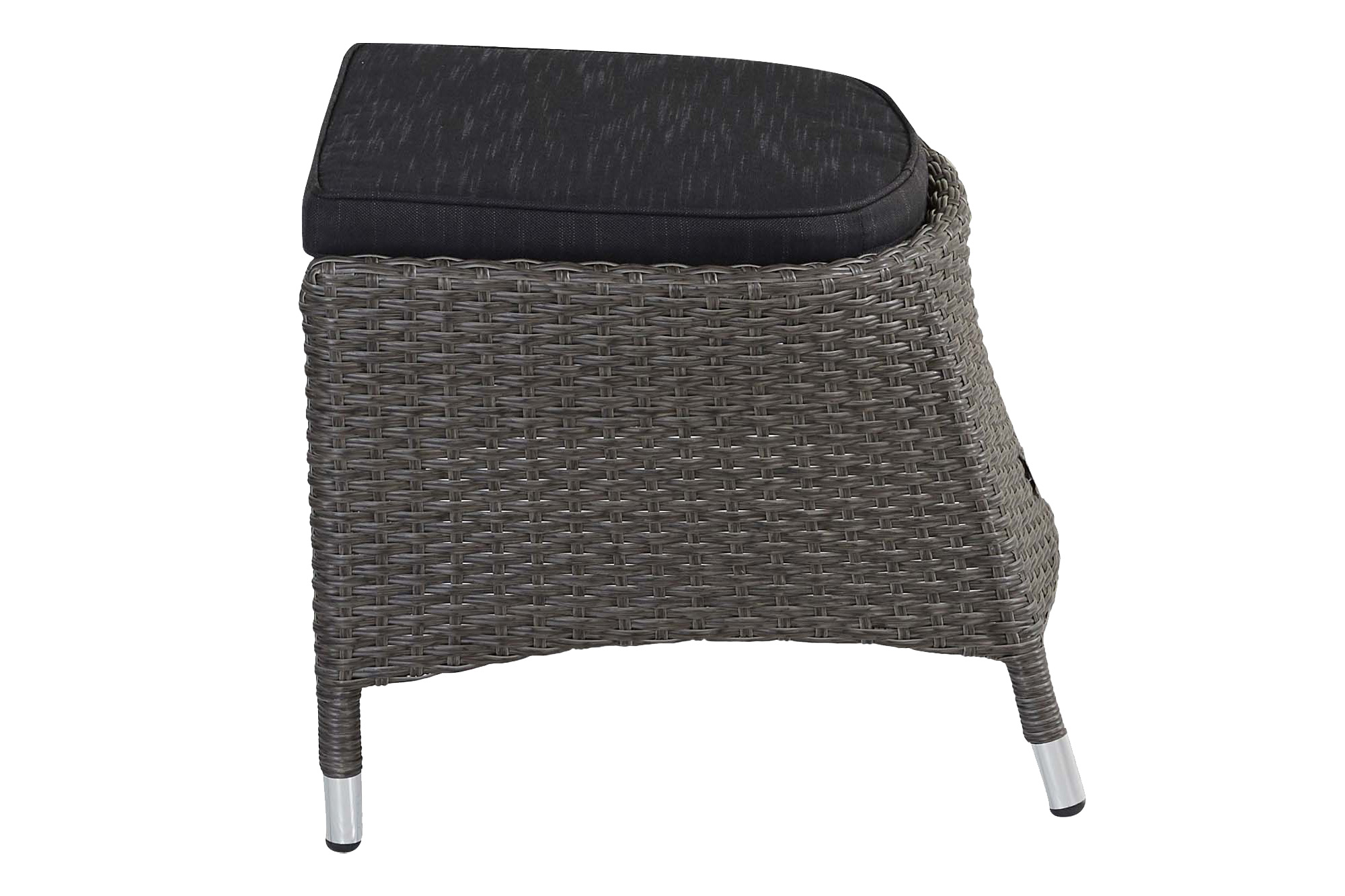 Hocker Fußbank Kansas, grau-mix, Rattanoptik, Garten, wetterfest Hocker Fußbank Kansas, grau-mix, Rattanoptik, Garten, wetterfest