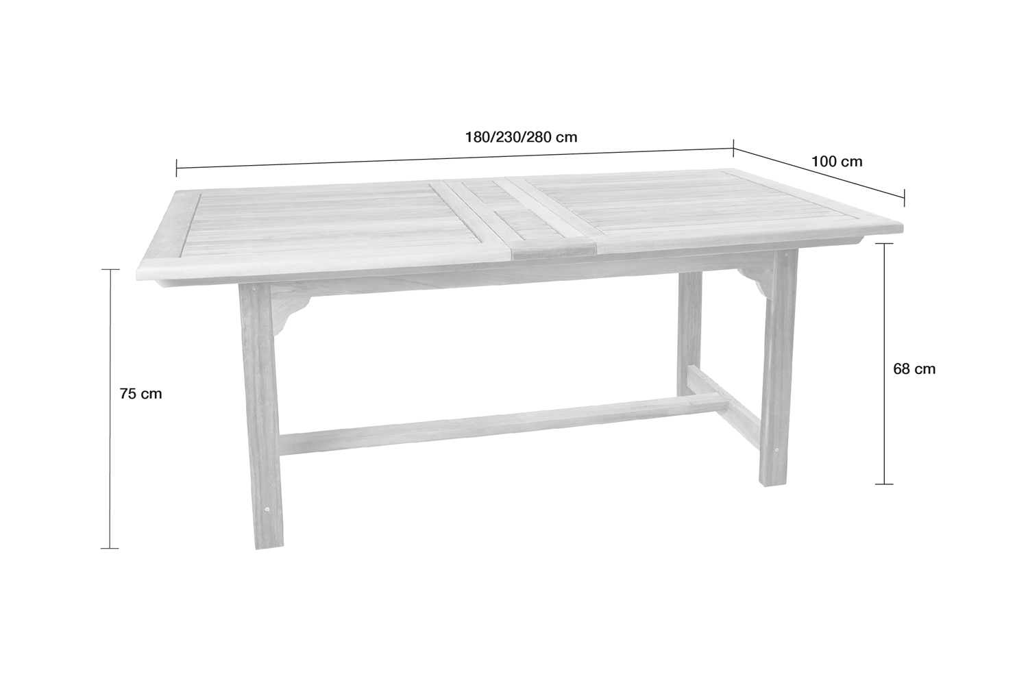 Gartentisch Ela Ausziehtisch Esstisch 180/230/280x100x75 cm Teakholz mehrfach ausziehbar