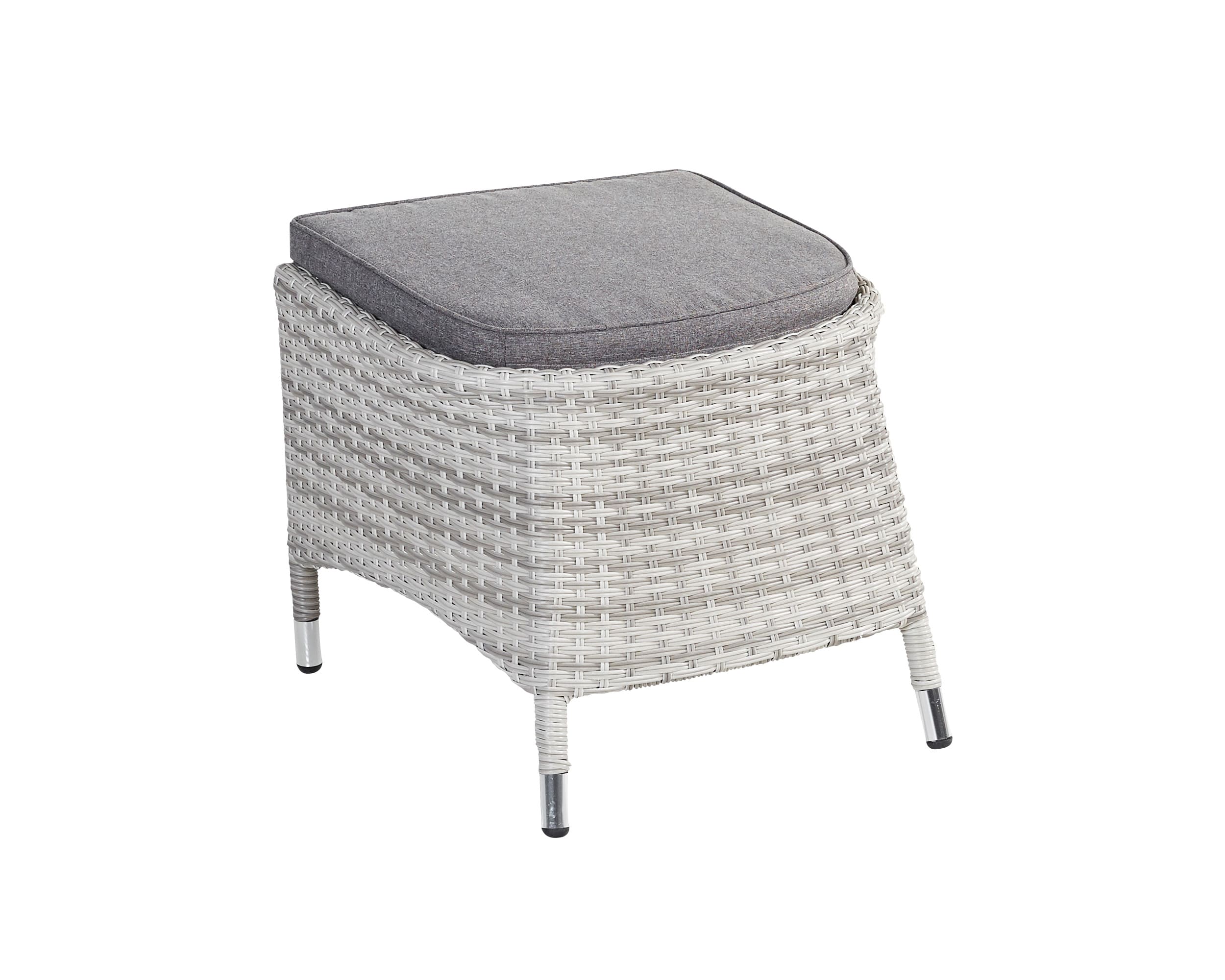 Hocker Fußbank Boston, weiß-grau-mix, Rattanoptik, Garten, wetterfest Hocker Fußbank Boston, weiß-grau-mix, Rattanoptik, Garten, wetterfest