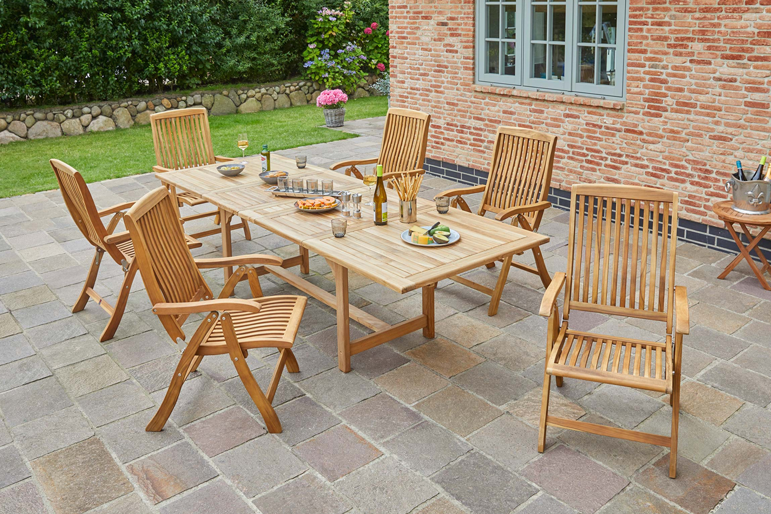 Gartentisch Ela Ausziehtisch Esstisch 180/230/280x100x75 cm Teakholz mehrfach ausziehbar