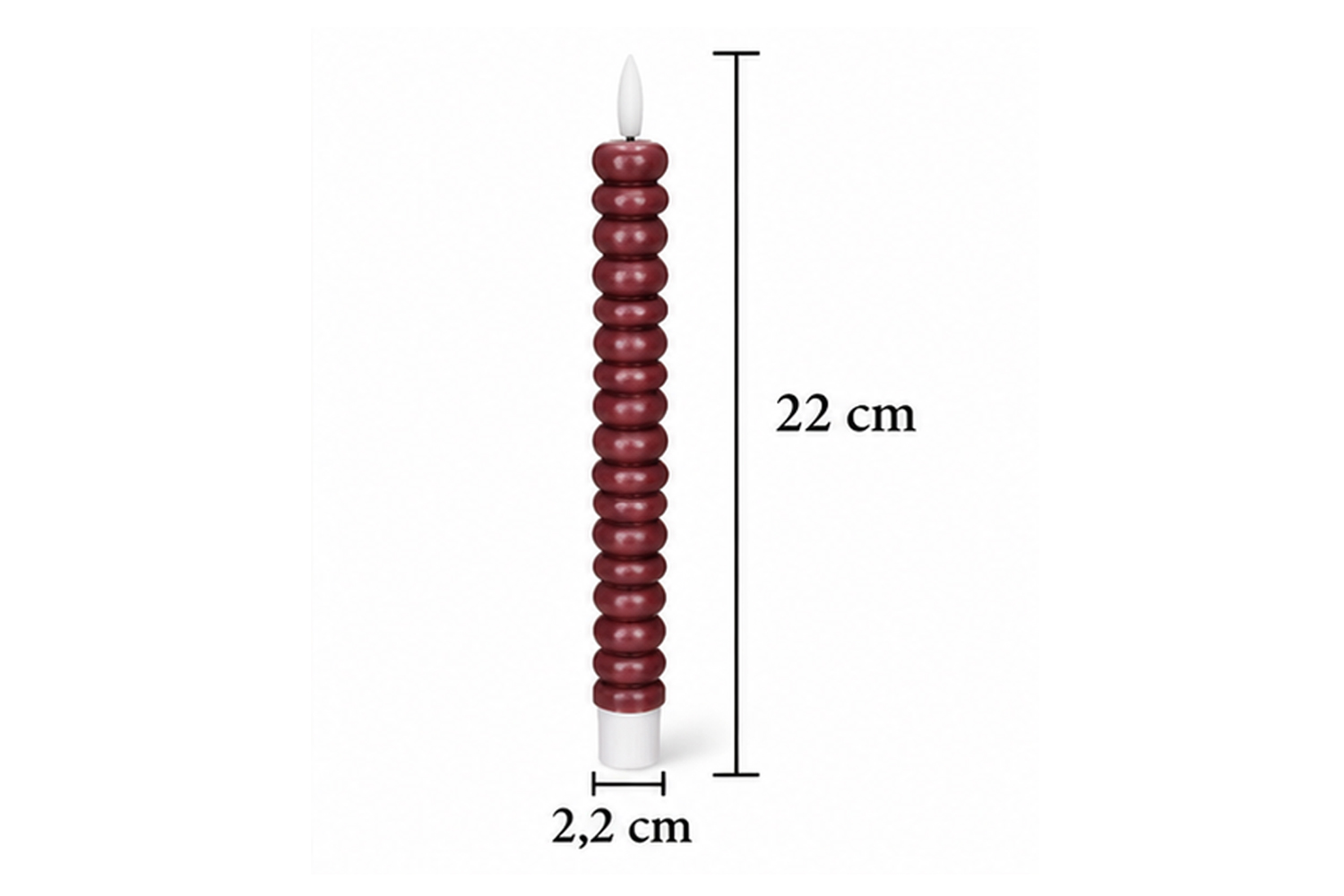 LED-Stabkerzen 2er Set Ø2,2x22 cm Dinnerkerze Timer Dunkelrot