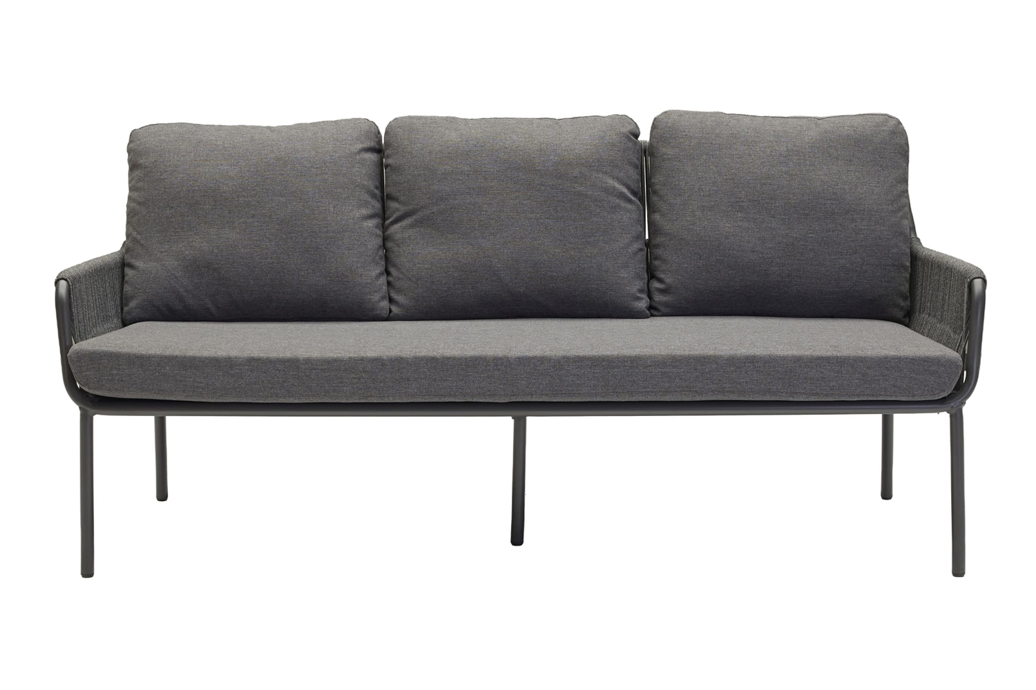 Loungesofa Concord 3-Sitzer Gartensofa mit Polster Relaxsofa Rope Anthrazit