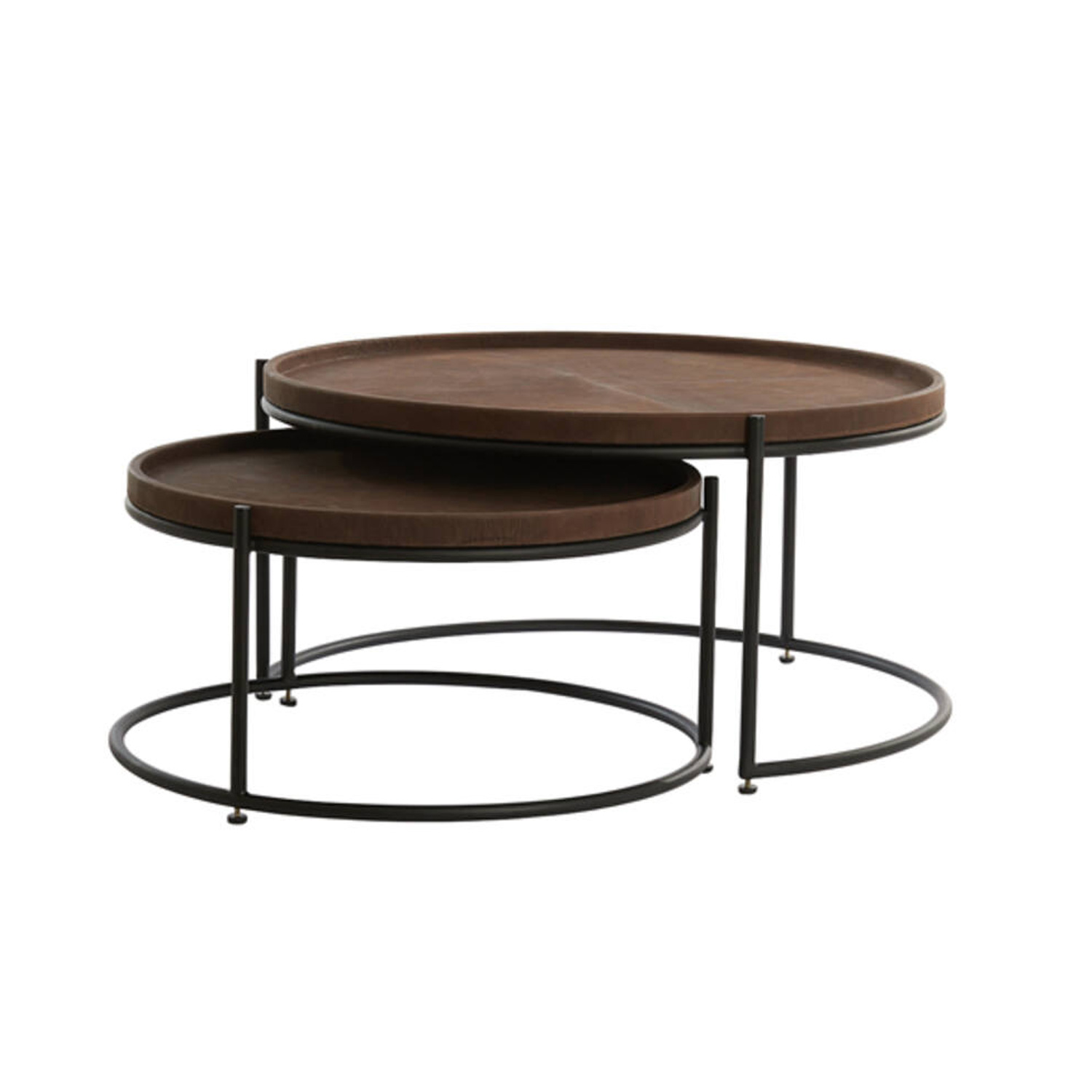 Couchtisch 2er Set JAIRO von Light & Living Wohnzimmertisch Leder braun+schwarz