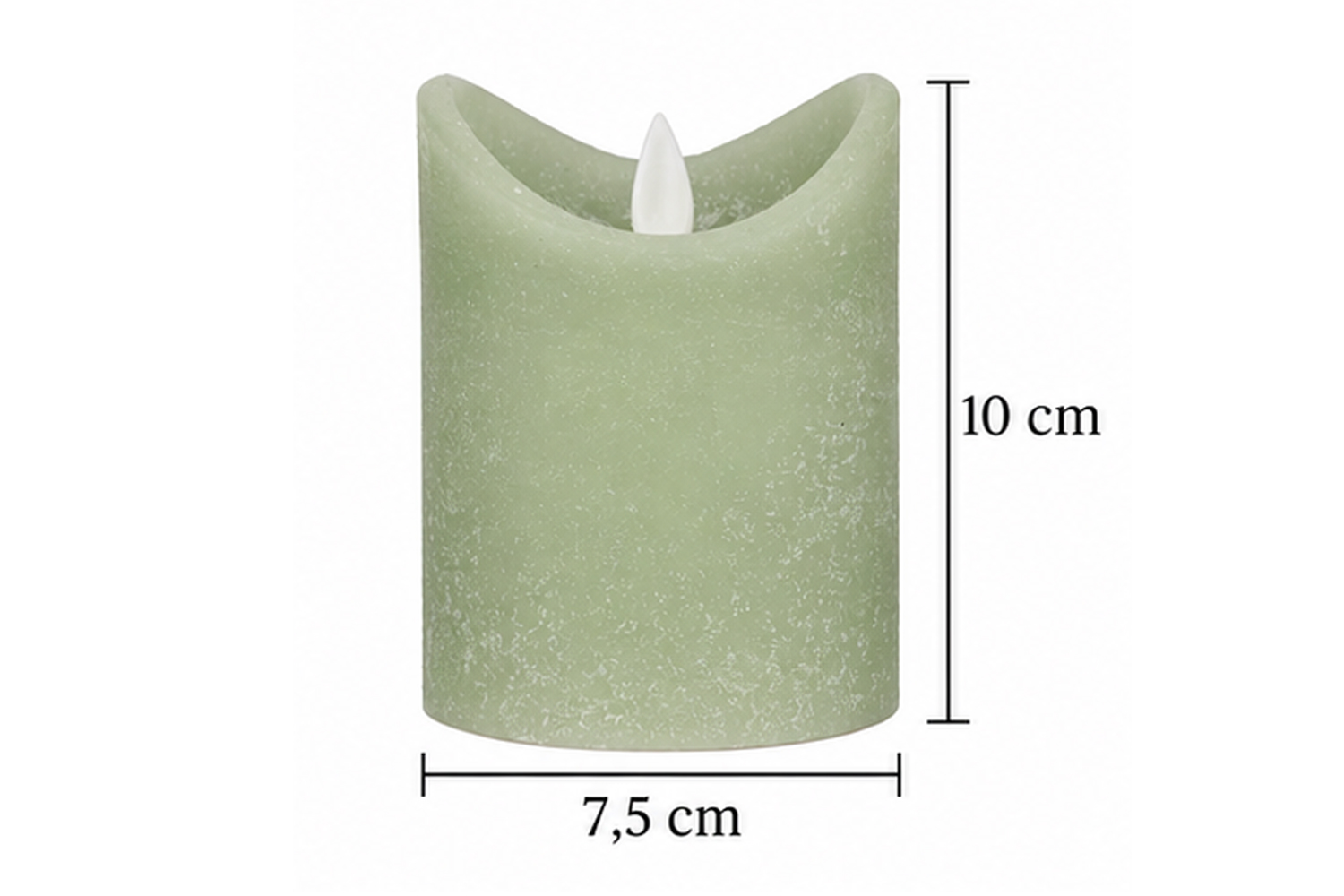 LED-Kerze Ø7,5x10 cm Echtwachs Stumpenkerze Rustikal Timer Grün