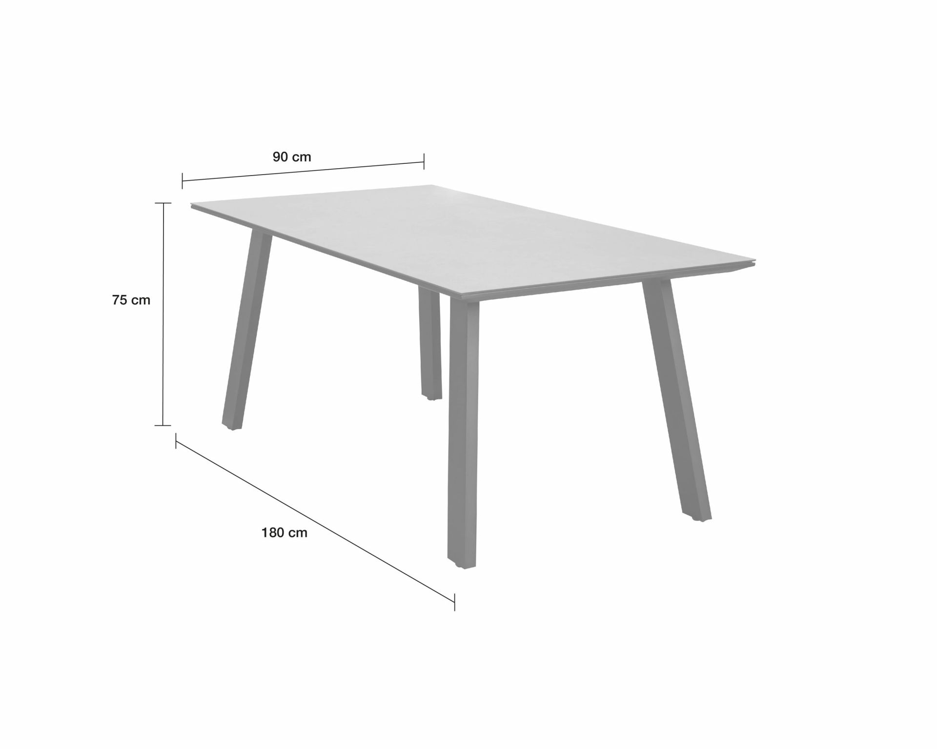 Gartentisch Denver Esstisch Terrassentisch 180x90cm Glaskeramik Beton Optik