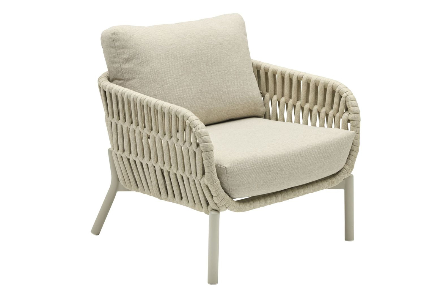 Gartensessel Malte Gartenstuhl Loungesessel mit Polster Rope Taupe