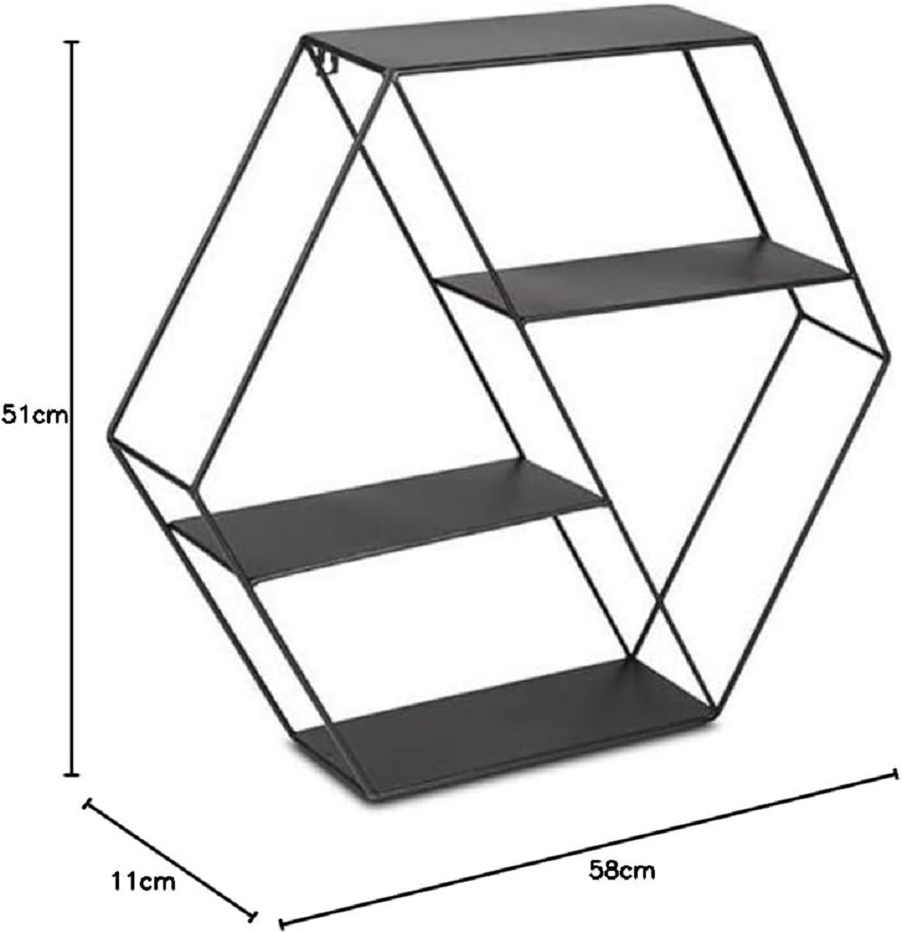 LIFA LIVING Wandregal Marbella Metall 3 Etagen Hängeregal 58x11x51 cm LIFA LIVING Wandregal Marbella Metall 3 Etagen Hängeregal 58x11x51 cm