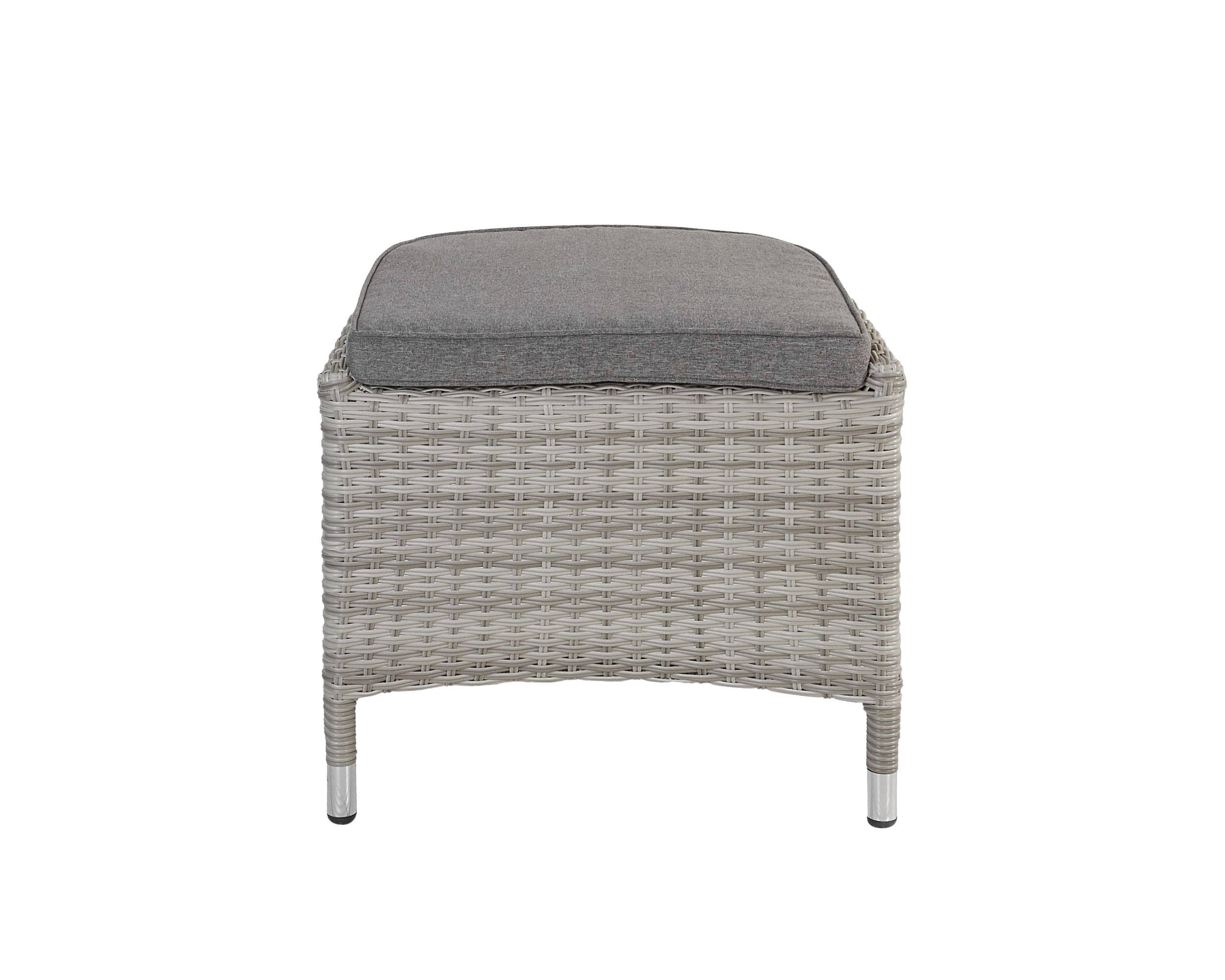 Hocker Fußbank Rio, grau, Rattanoptik, Garten, wetterfest