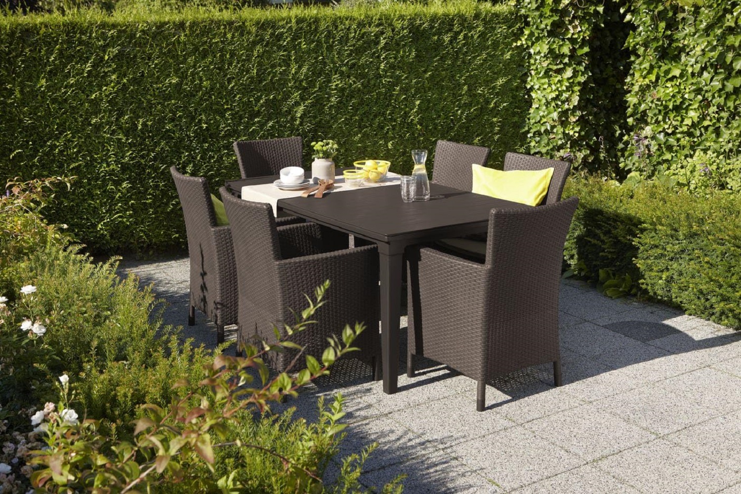 Gartenstuhl Keter Allibert Iowa 62x60x89 cm braun inkl Kissen