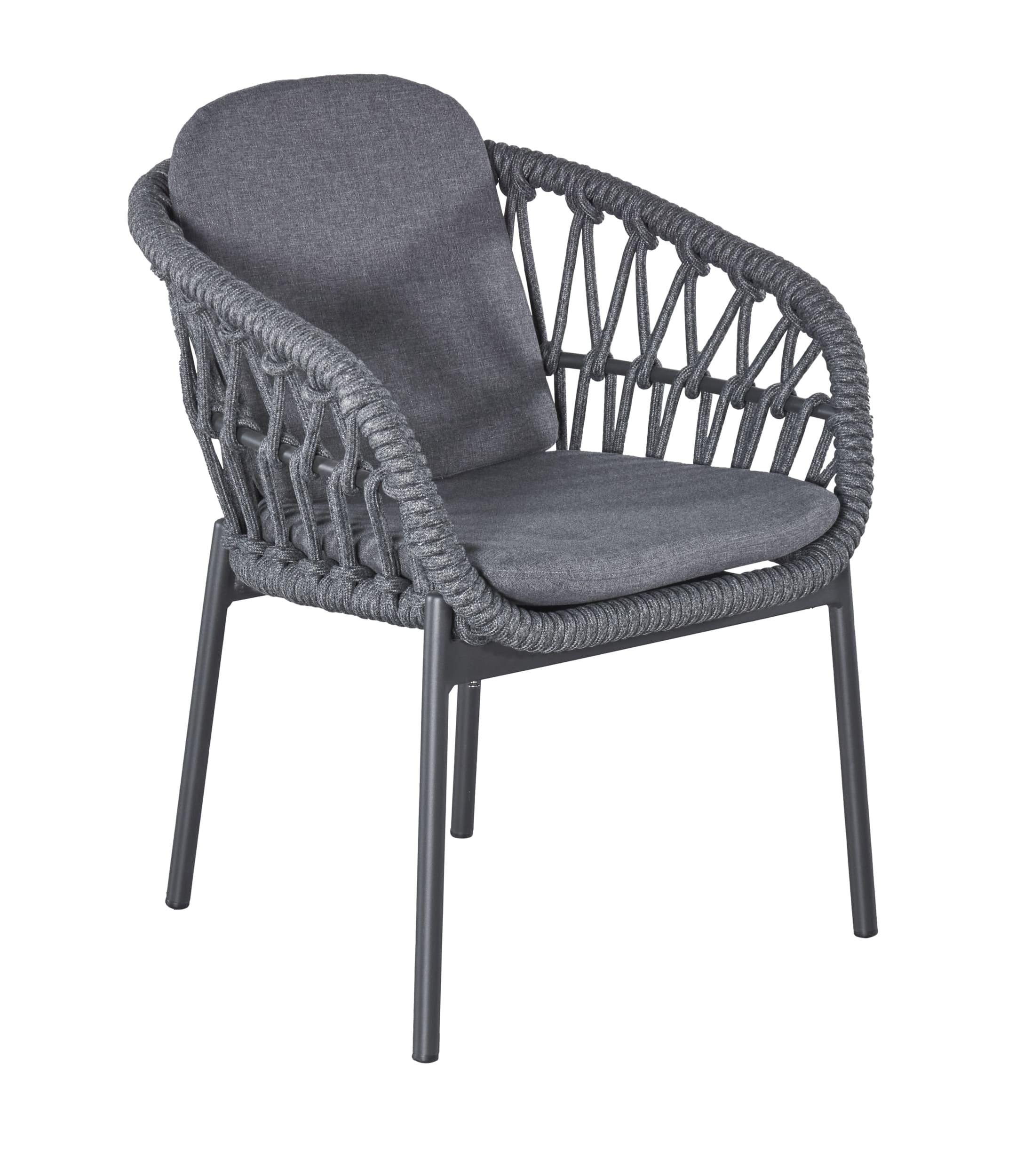 Gartenstuhl Armlehnenstuhl Balu mit Sitz-und Rückenkissen anthrazit