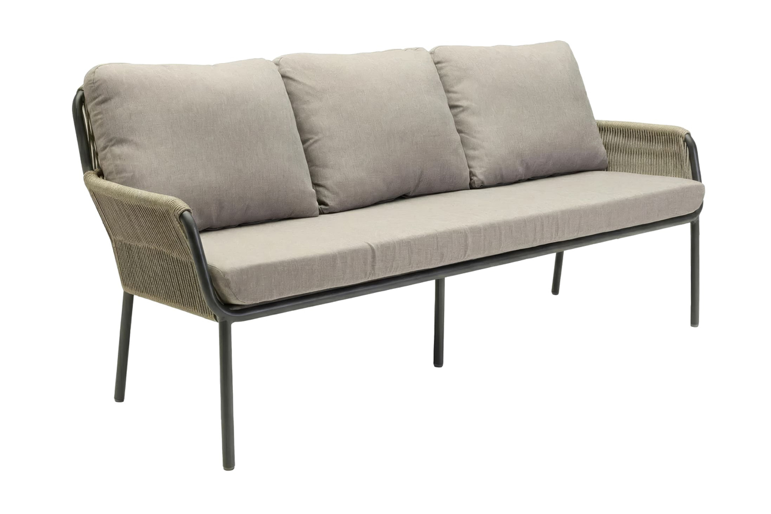 Loungesofa Concord 3-Sitzer Gartensofa mit Polster Relaxsofa Rope Taupe Loungesofa Concord 3-Sitzer Gartensofa mit Polster Relaxsofa Rope Taupe