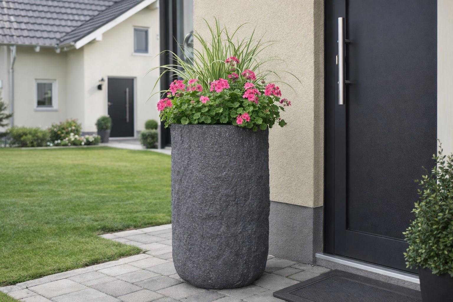 Pflanzgefäß The Rock Pflanzkasten Blumenkasten 29x55 cm Steinoptik Grau