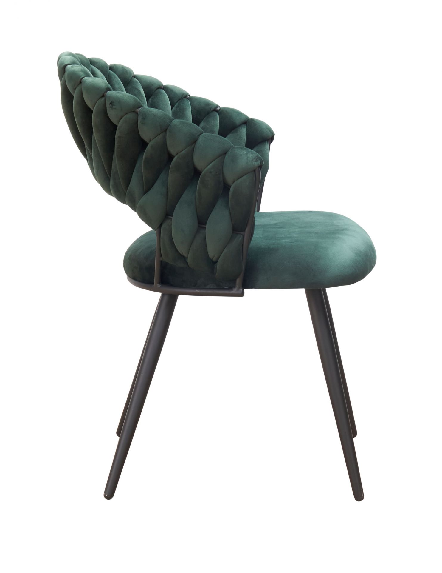 Esszimmerstuhl Liv Flechtoptik Samt Grün Armlehnenstuhl Designerstuhl