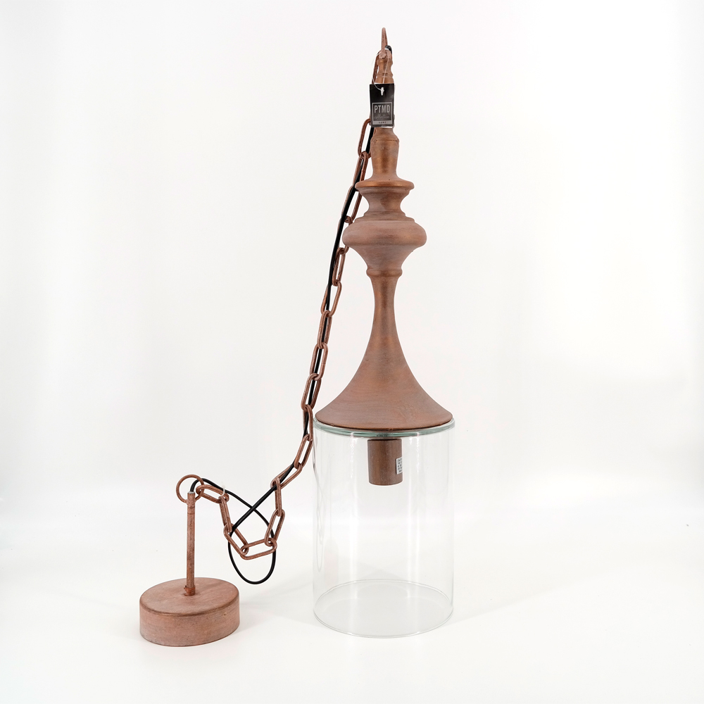 Deckenleuchte Hängeleuchte von PTMD Lampe Ø18x73 cm mit Kettenaufhängung Kupferoptik