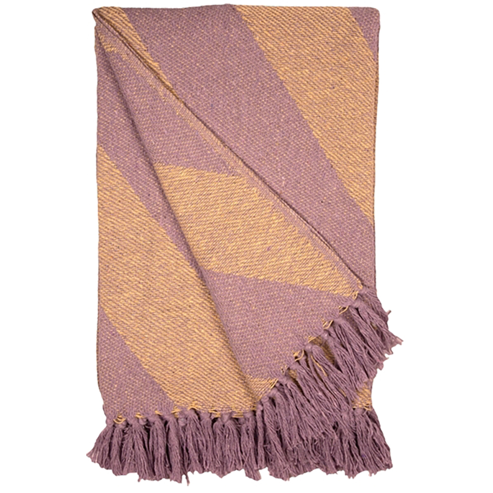 Decke Überwurf diagonale Streifen 100% Baumwolle 130x170 cm Skandinavisch Violett/Gelb Decke Überwurf diagonale Streifen 100% Baumwolle 130x170 cm Skandinavisch