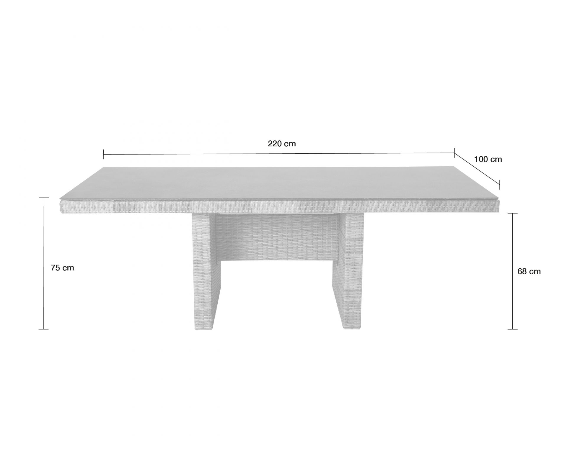 Gartentisch Topeka Dining Esstisch Wangentisch Spraystone 220 x 100 cm natur