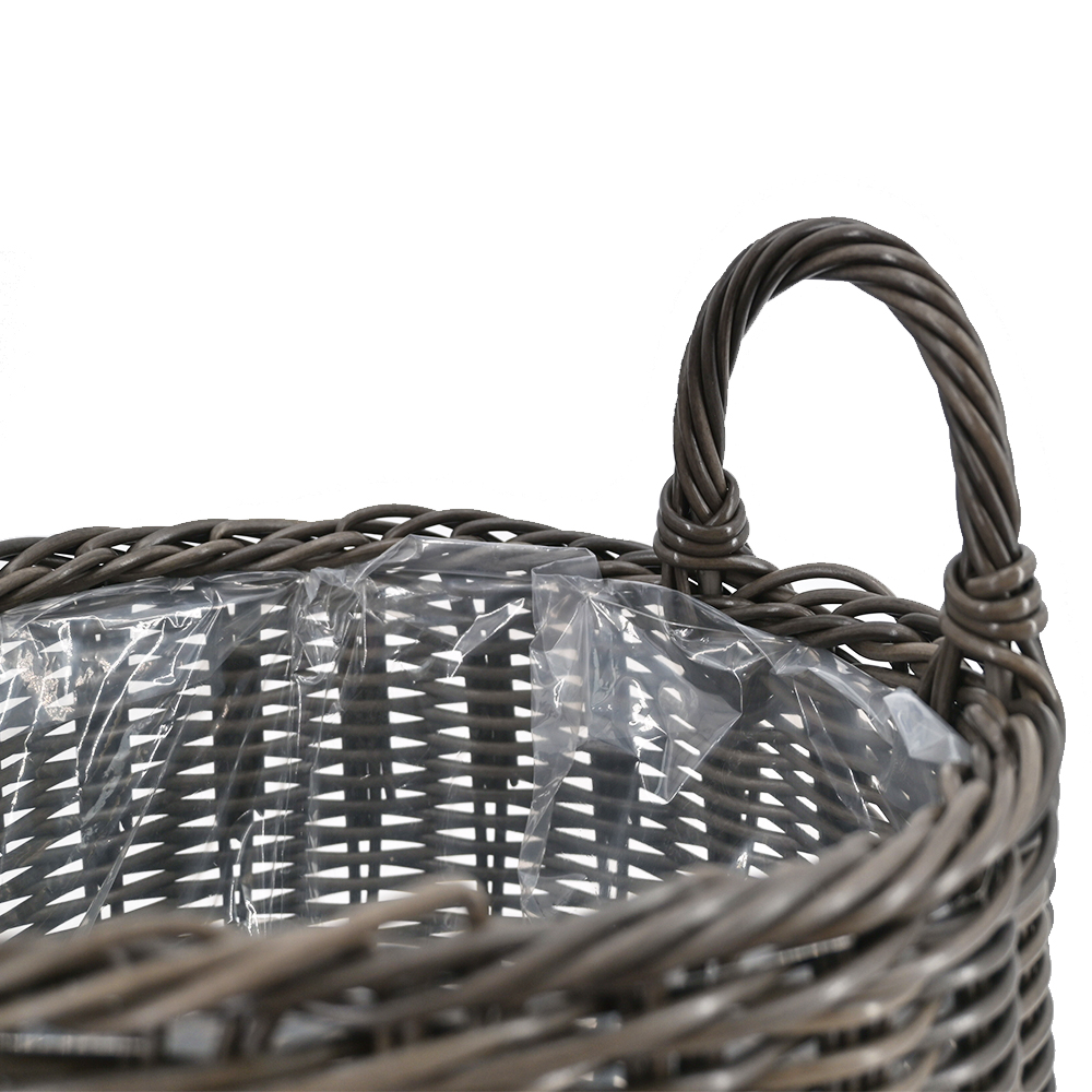 Pflanzkörbe Blumentopf Korb mit Henkel Übertopf 2er Set, Rattan, rund, braun Pflanzkörbe Blumentopf Korb mit Henkel Übertopf 2er Set, Rattan, rund, braun