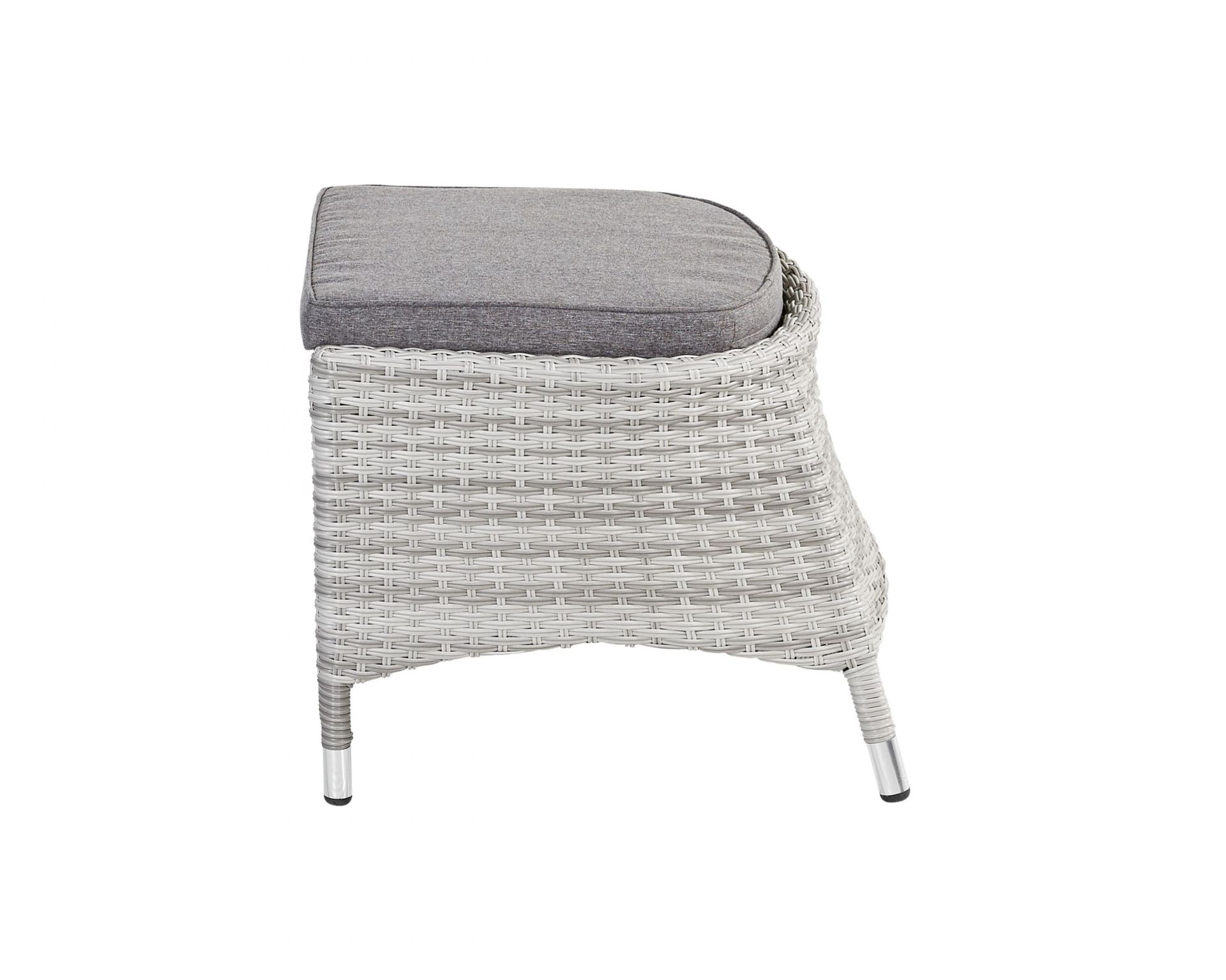 Hocker Fußbank Boston, weiß-grau-mix, Rattanoptik, Garten, wetterfest