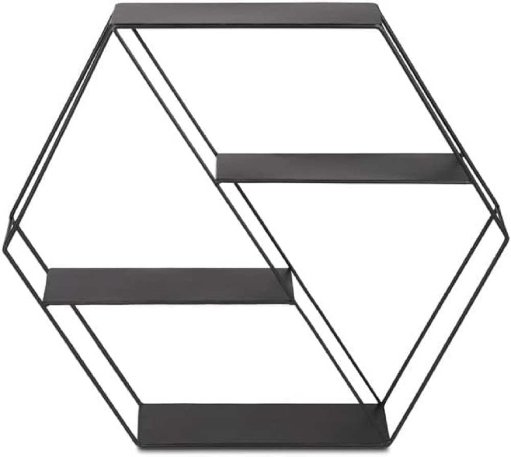 LIFA LIVING Wandregal Marbella Metall 3 Etagen Hängeregal 58x11x51 cm