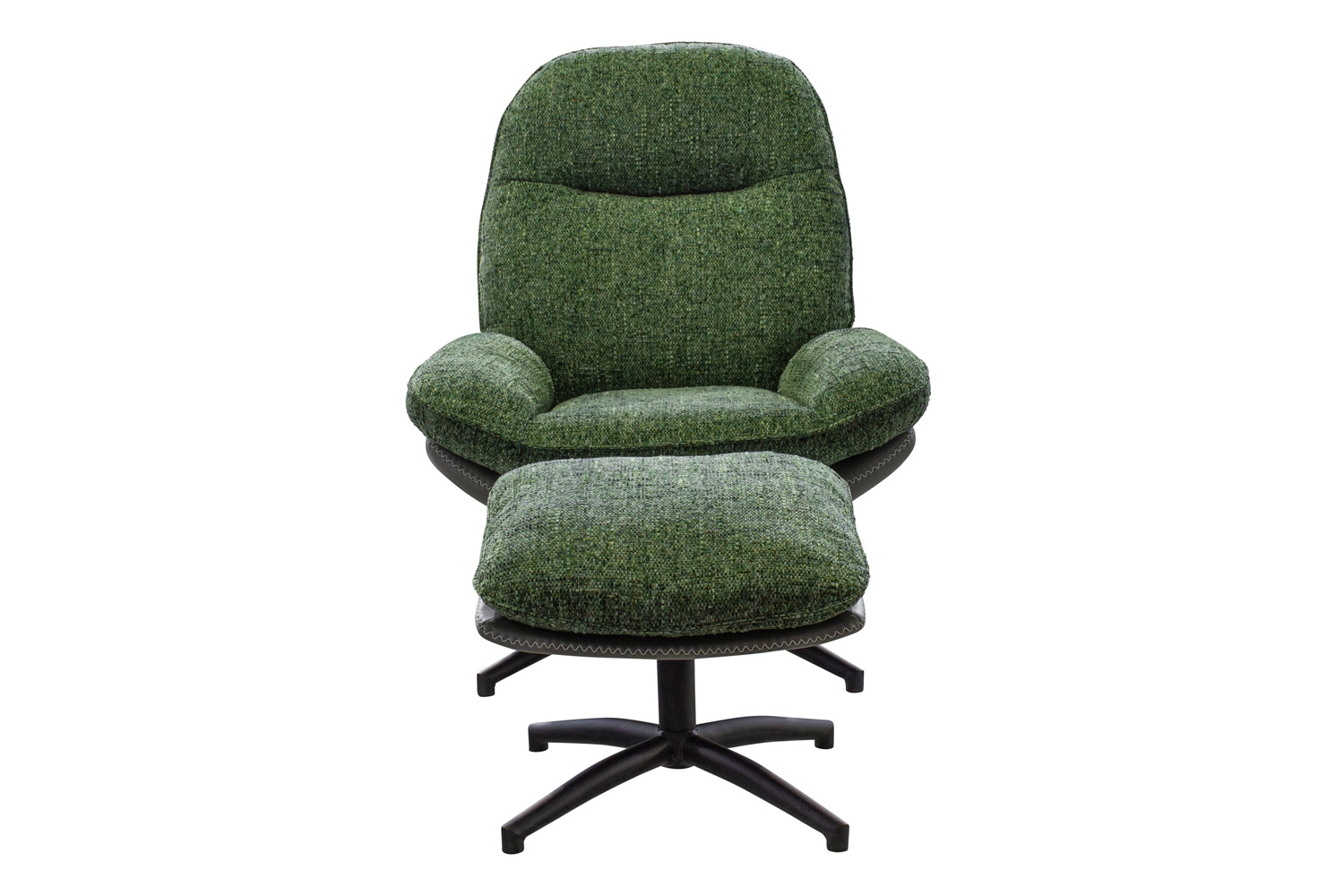 Drehsessel mit Hocker Genua Karosteppung Loungesessel Webstoff Grün