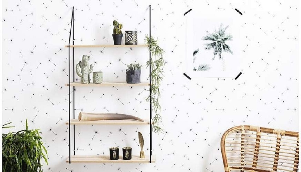 LIFA LIVING Schweberegal Alicante Holz Metall Wandregal mit 4 Etagen Hängeregal 60 x 17 x 114,5 cm LIFA LIVING Schweberegal Alicante Holz Metall Wandregal mit 4 Etagen Hängeregal 60 x 17 x 114,5 cm