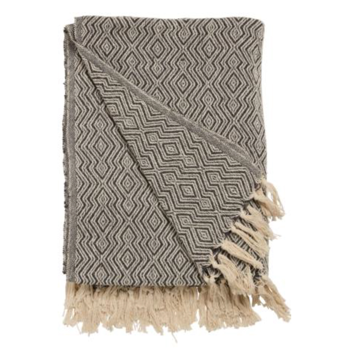 Decke Überwurf Berber 100% Baumwolle 130x180 cm Skandinavisch Dunkelgrau-Weiß Decke Überwurf Berber 100% Baumwolle 130x180 cm Skandinavisch Dunkelgrau-Weiß