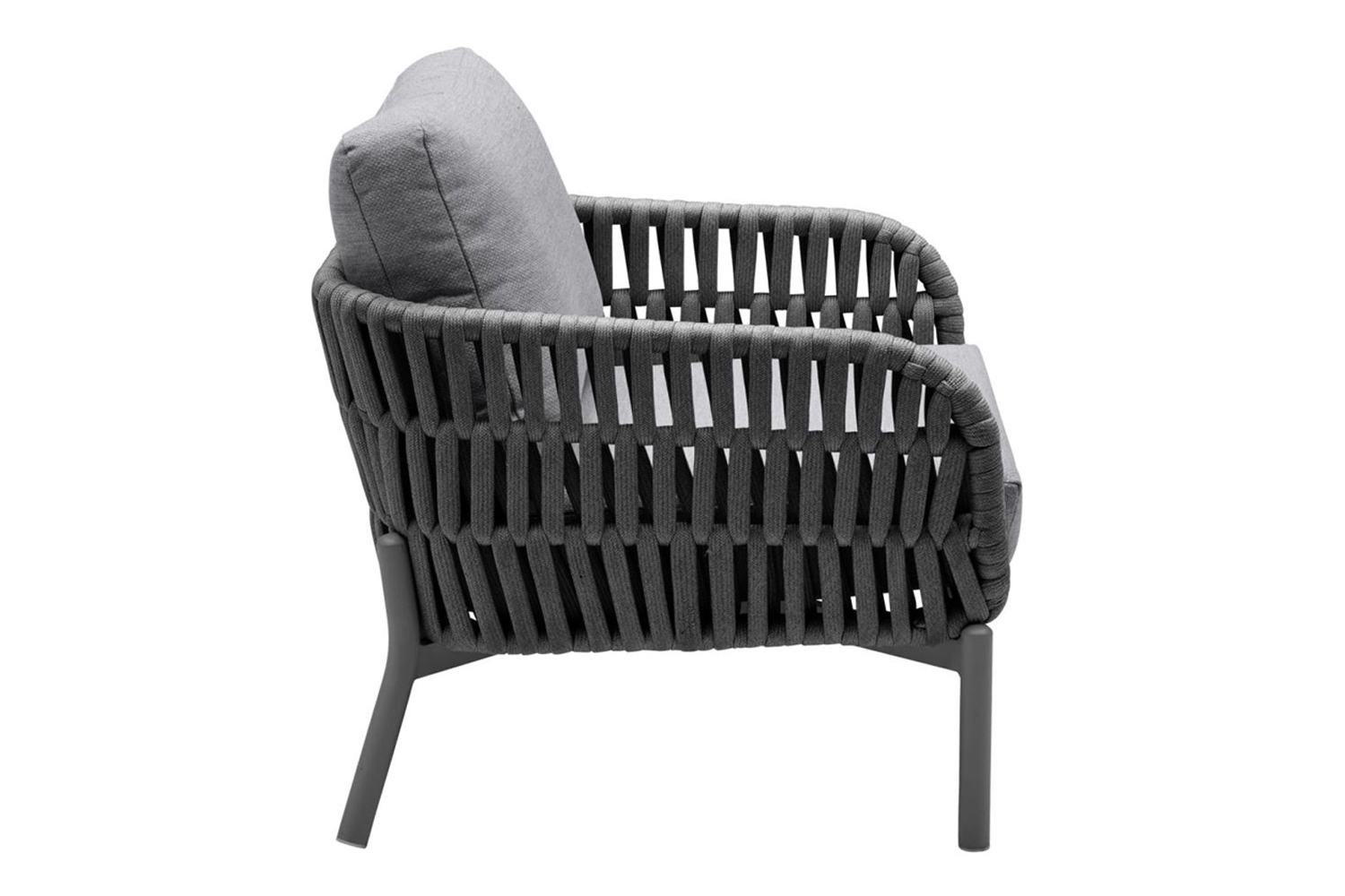 Gartensessel Malte Gartenstuhl Loungesessel mit Polster Rope Anthrazit