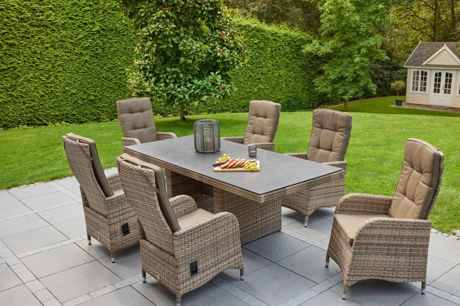 Gartentisch Topeka Esstisch Wangentisch 200x100x75cm Spraystone Tischplatte