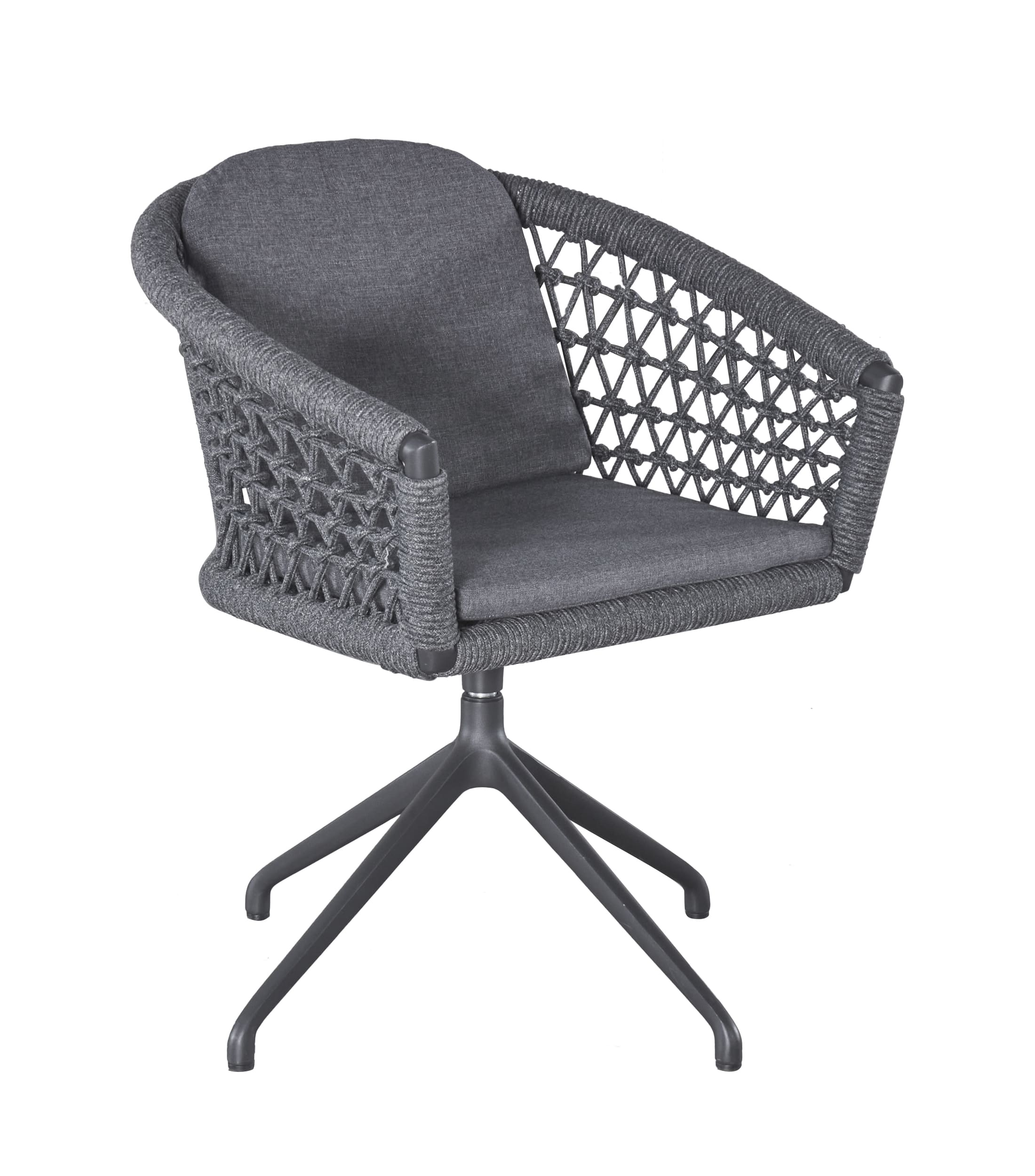 Gartenstuhl Drehstuhl Balu mit Sitz-und Rückenkissen drehbar anthrazit Rope/Aluminium