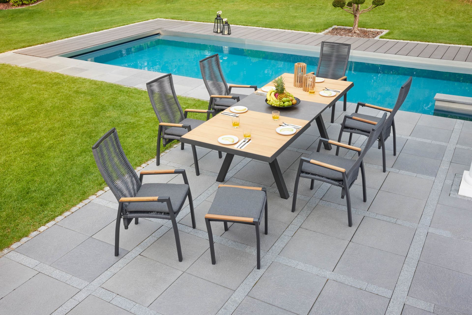 Gartentisch Texas Ausziehtisch mit Synchronauszug Teakholz 200/260x100cm