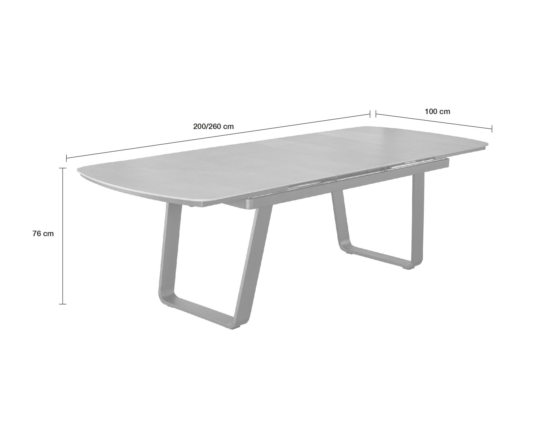 Gartentisch Ohio Ausziehtisch mit Synchronauszug 200/260x100cm grau