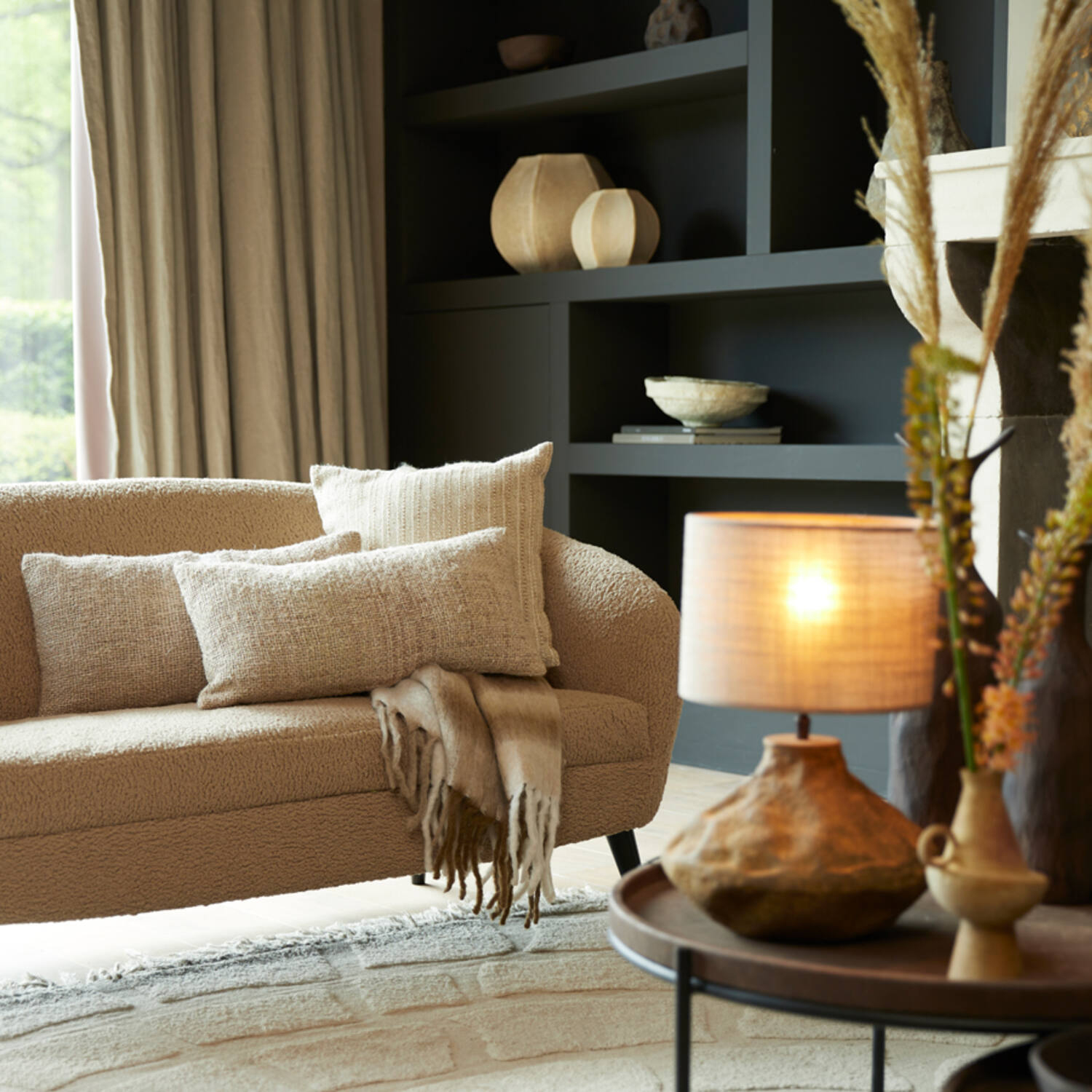 Couch Sofa ALMOND von Light & Living 160x72x79 cm Teddy Sand