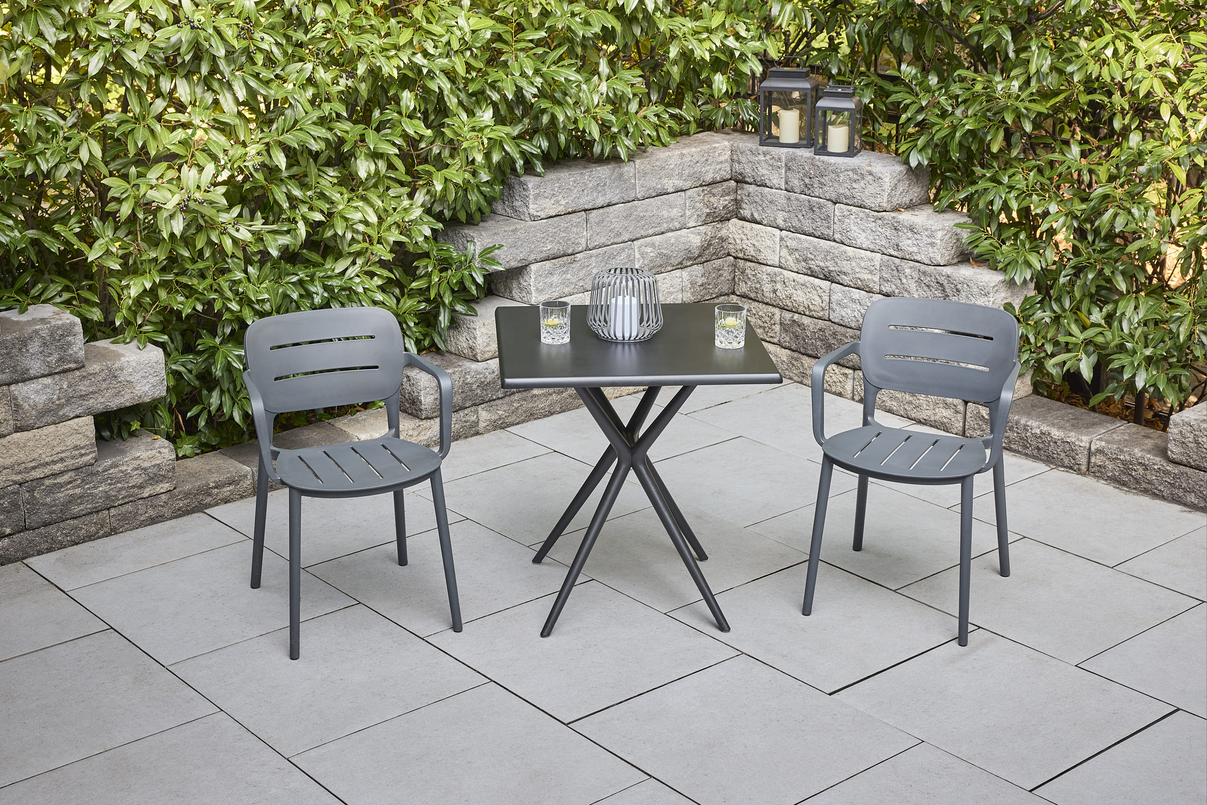 Gartentisch Moroni Balkontisch Bistrotisch 70x70cm Kunststoff anthrazit Gartentisch Moroni Balkontisch Bistrotisch 70x70cm Kunststoff anthrazit