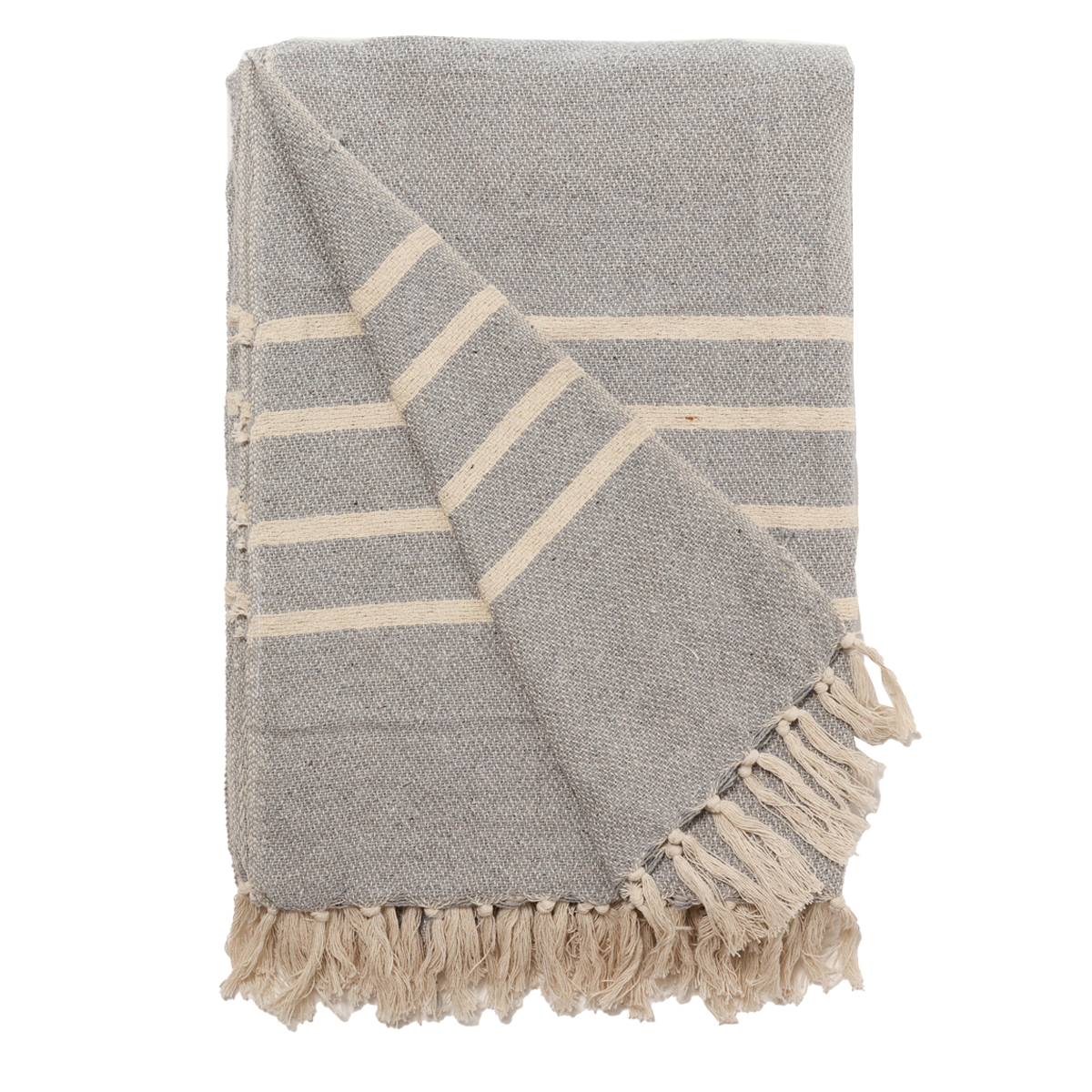 Decke Überwurf Mila 100% Baumwolle 130x180 cm Skandinavisch Grau-Natur Decke Überwurf Mila 100% Baumwolle 130x180 cm Skandinavisch